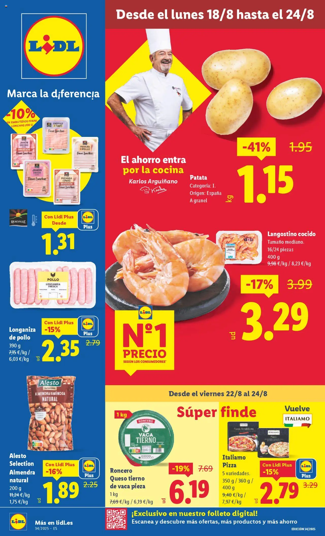 Lidl catálogo BCN │ válido desde el 18.08.2025 | Página: 1 | Productos: Queso, Jamón, Jamón cocido, Pizza