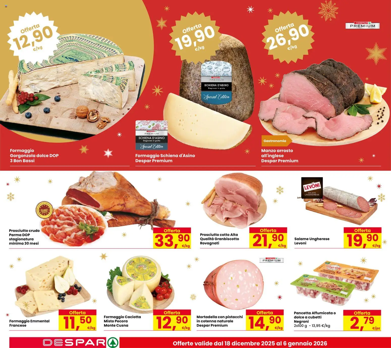 Volantino Despar del 18.12.2025 | Pagina: 10 | Prodotti: Manzo, Prosciutto, Pistacchi, Gorgonzola