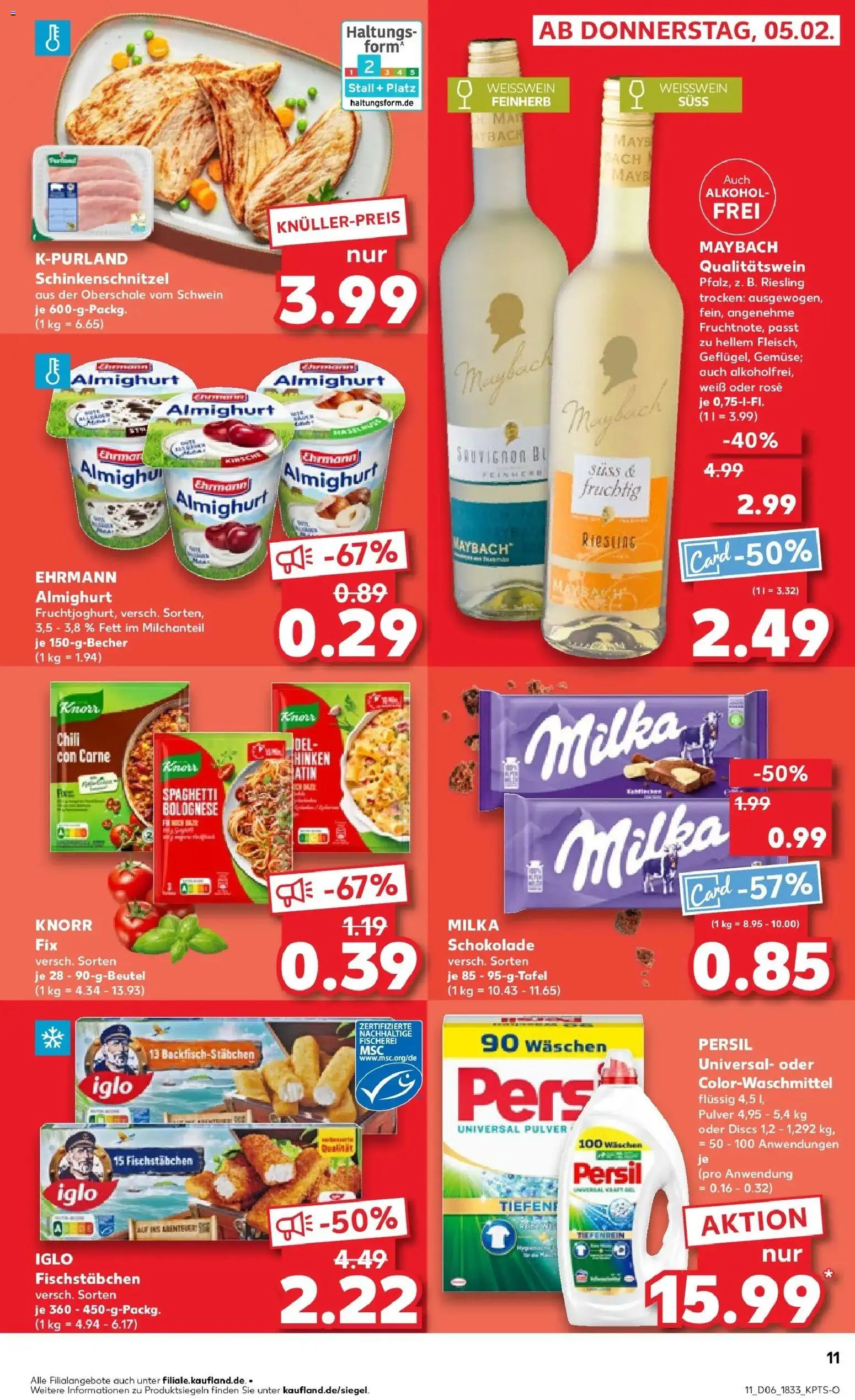 Kaufland prospekt Halver	 – gültig ab 09.02.2026 | Seite: 11 | Produkte: Weißwein, Iglo, Knorr, Fleisch