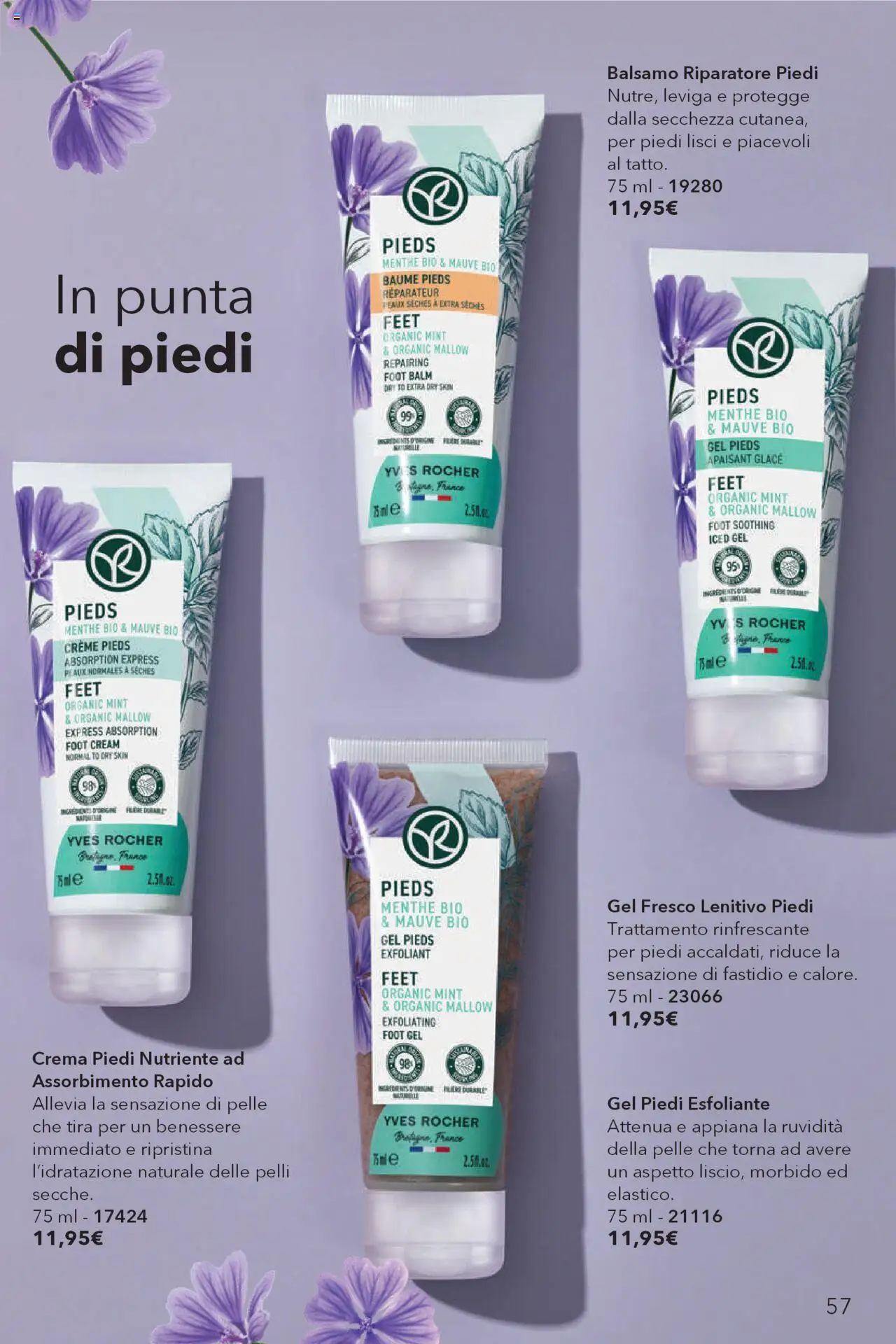 Volantino Yves Rocher del 31.07.2025 | Pagina: 57 | Prodotti: Balsamo, Crema, Crema piedi