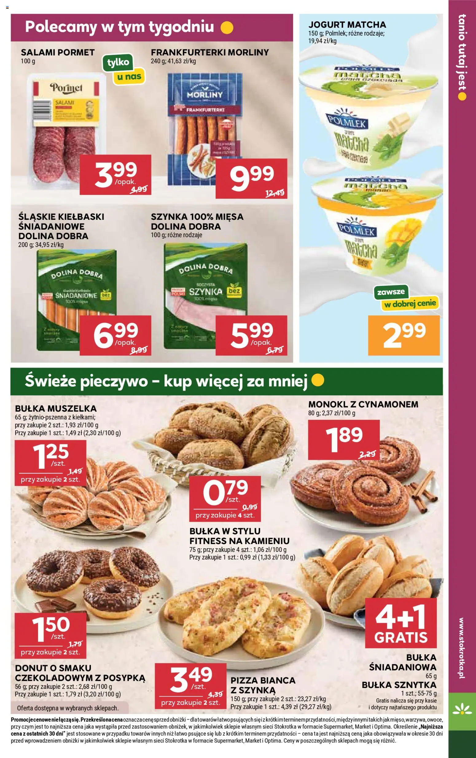 Stokrotka gazetka - Market od 09.04.2026 | Strona: 7 | Produkty: Szynka, Bułka, Jogurt, Salami