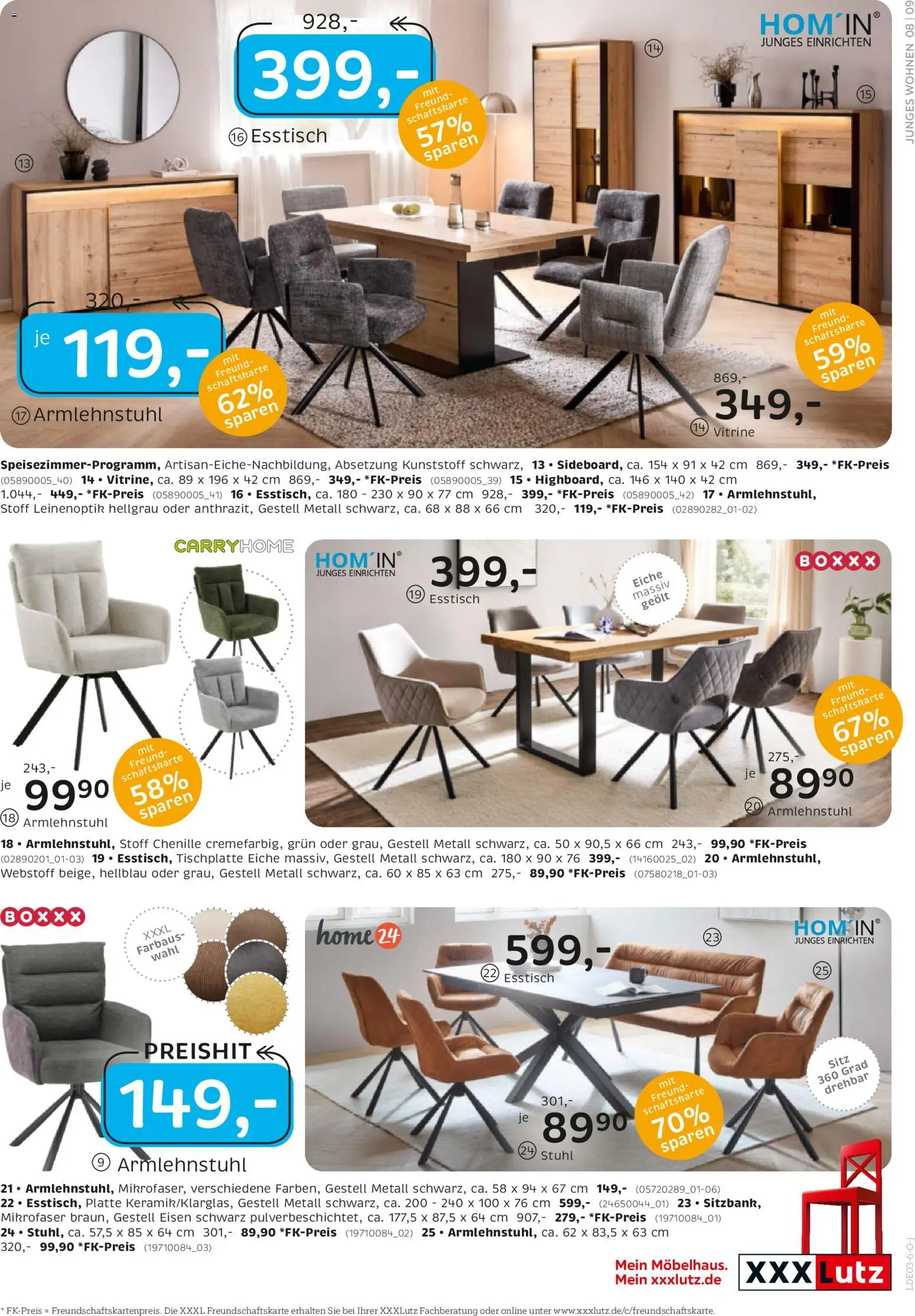 XXXL Lutz Junges Wohnen – gültig ab 22.02.2026 | Seite: 9 | Produkte: Esstisch, Vitrine, Stuhl