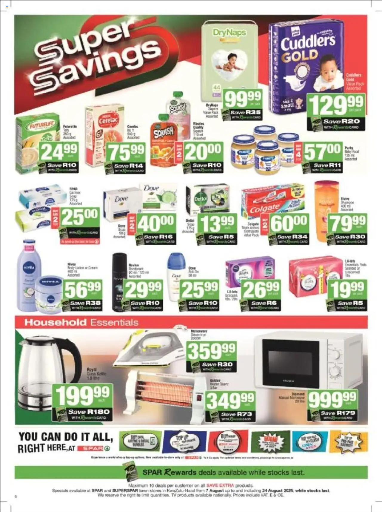 Superspar - Kwazulu-Natal - Weekly Specials │ valid from 07.08.2025 | Page: 6 | Products: TV, Cream, Deodorant, Toothpaste