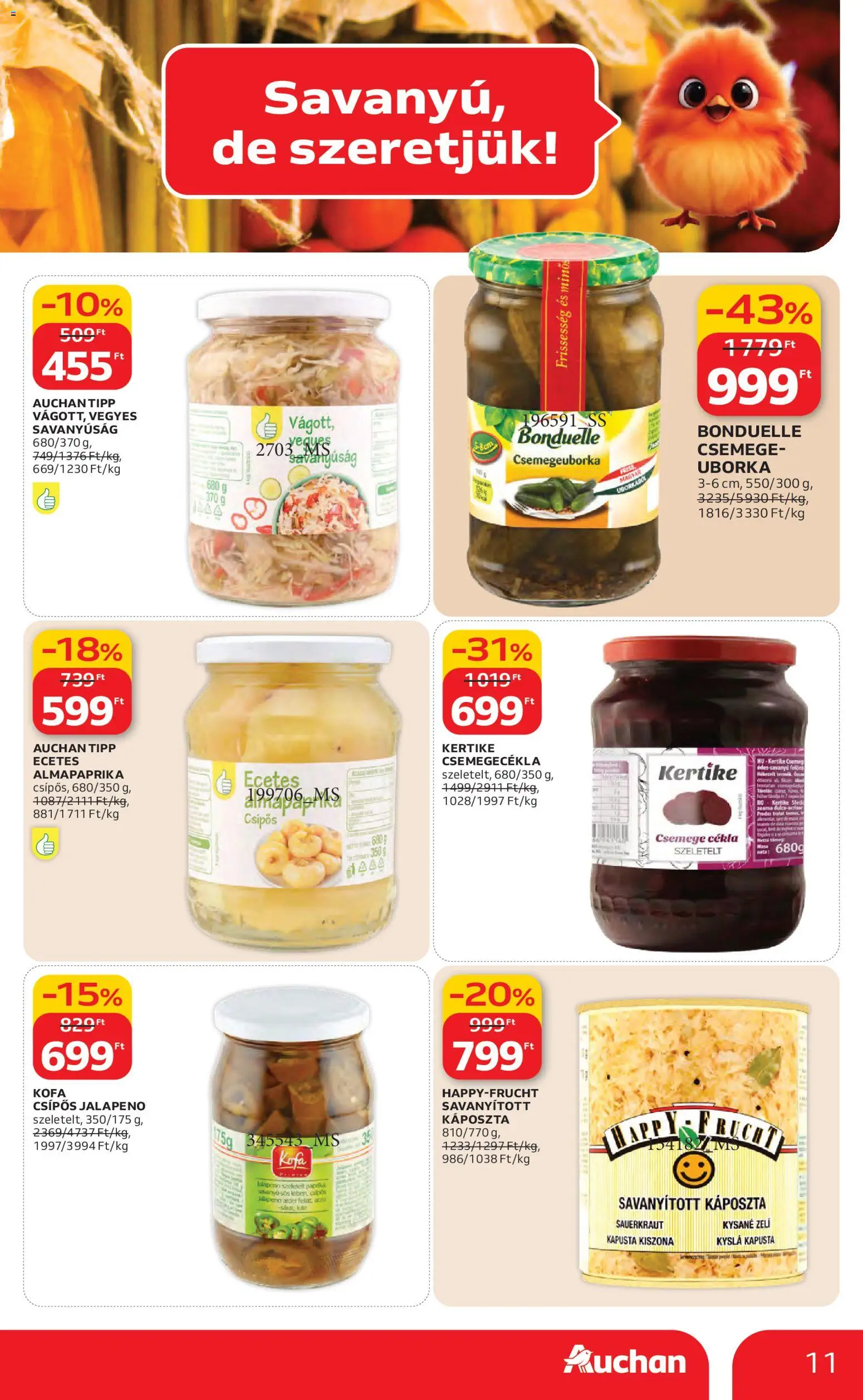 Auchan akciós ujság - amely érvényes a következő dátumtól: 12.02.2026 | Oldal: 11 | Termékek: Káposzta, Almapaprika, Jalapeno, Uborka