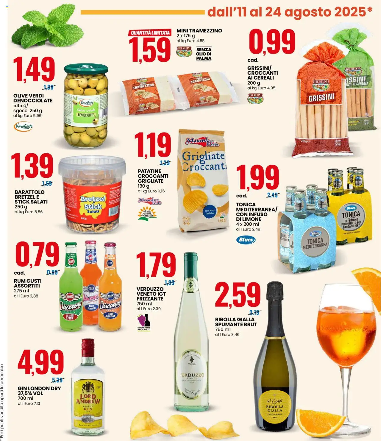 Volantino Eurospin del 11.08.2025 | Pagina: 7 | Prodotti: Bretzel, Olive, Rum, Grissini