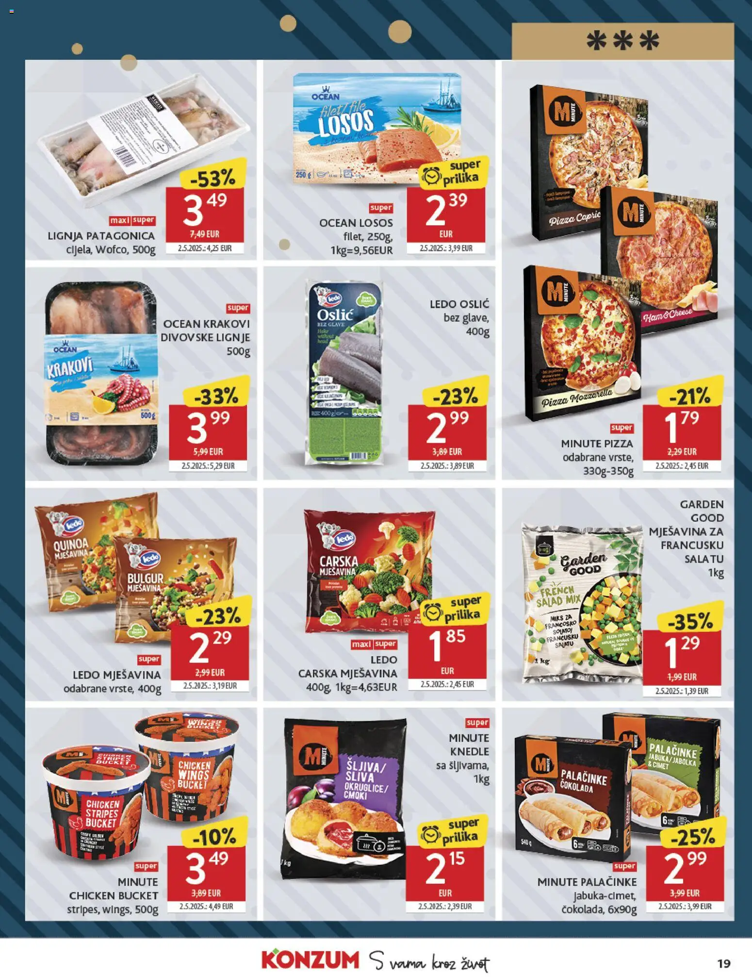 Konzum katalog | vrijedi od 27.12.2025 | Stranica: 19 | Proizvodi: Čokolada, Lignje, Losos, Lignja Patagonica