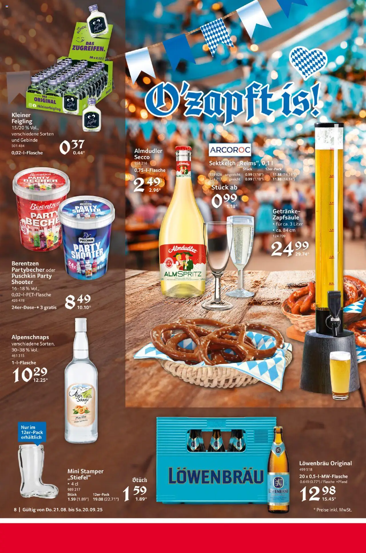 Selgros Gaudi-Wochen - gültig ab dem 21.08.2025 | Seite: 8 | Produkte: Schnaps, Kleiner feigling, Berentzen