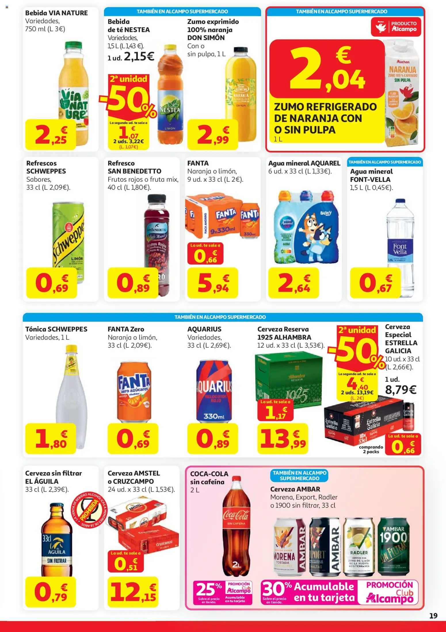 Alcampo HP Unico │ válido desde el 21.04.2026 | Página: 19 | Productos: Cerveza, Ροζ πιπέρι, Té, Agua mineral
