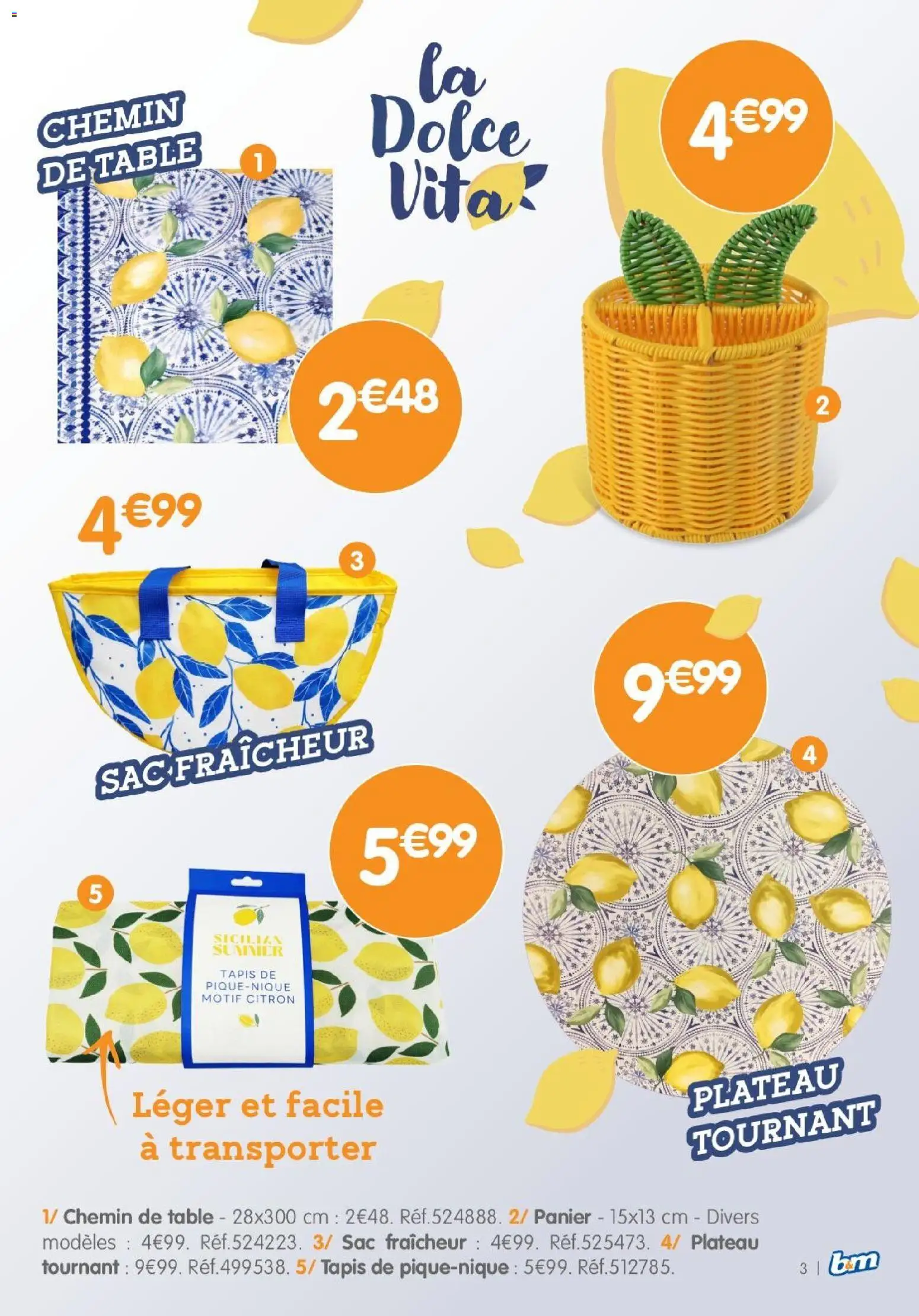 {H1} | Page: 3 | Produits: Plateau tournant, Citron, Sac, Panier
