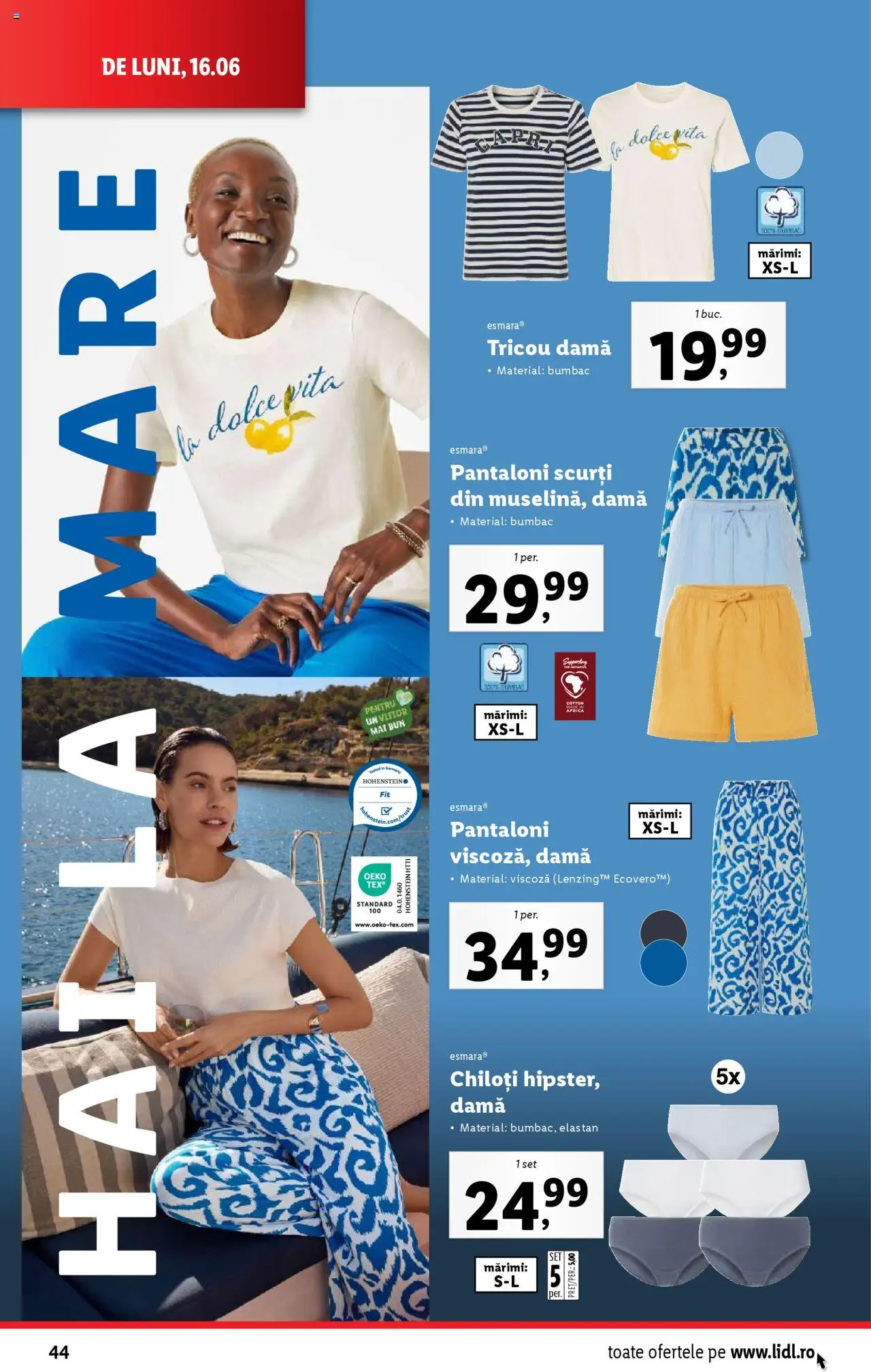 Catalog Lidl – valabil de la 16.06.2025 | Pagină: 44 | Produse: Tricou, Pantaloni, Pantaloni scurți, Chiloți