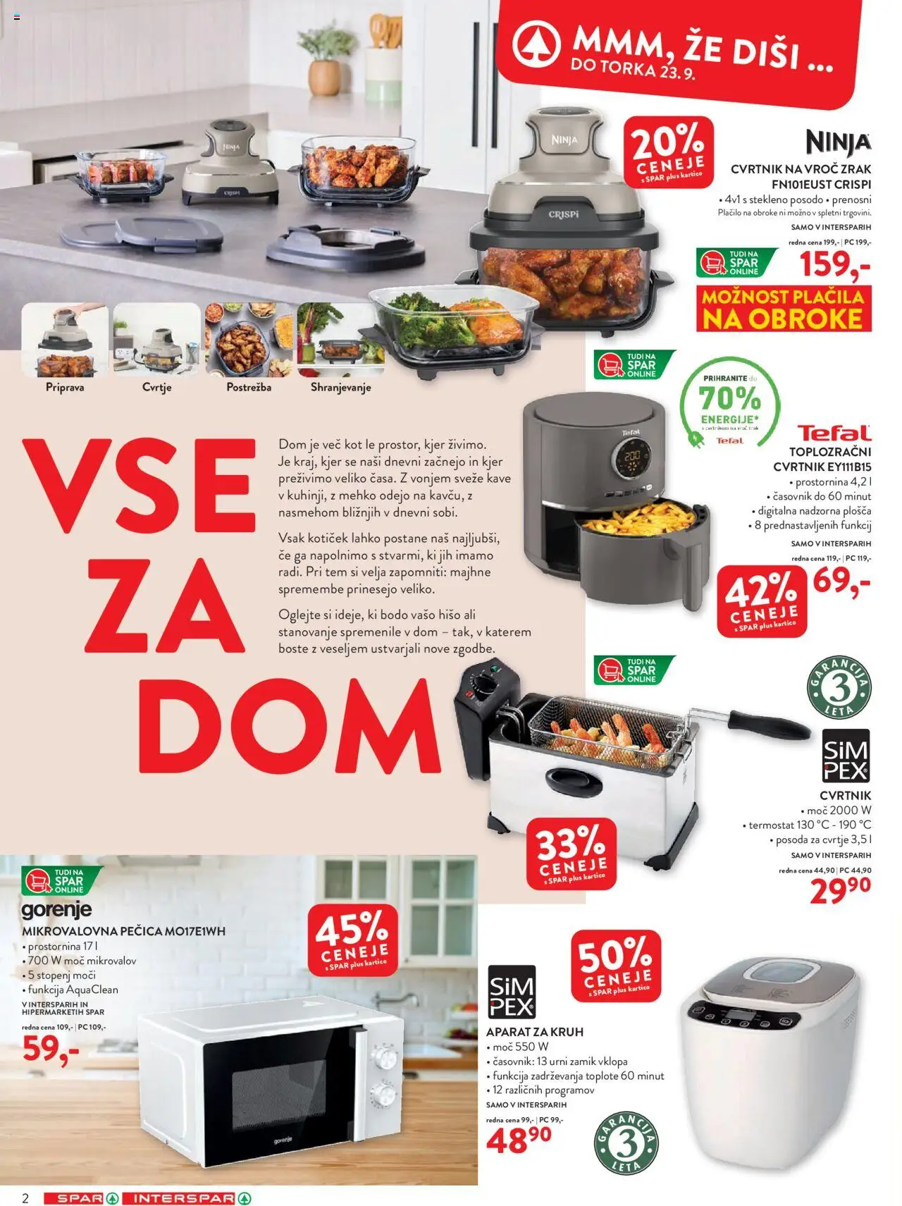 Novi Spar katalog ponudbe – veljaven od 10.09.2025 | Stran: 2 | Izdelki: Mikrovalovna pecica, Termostat, Kruh, Časovnik