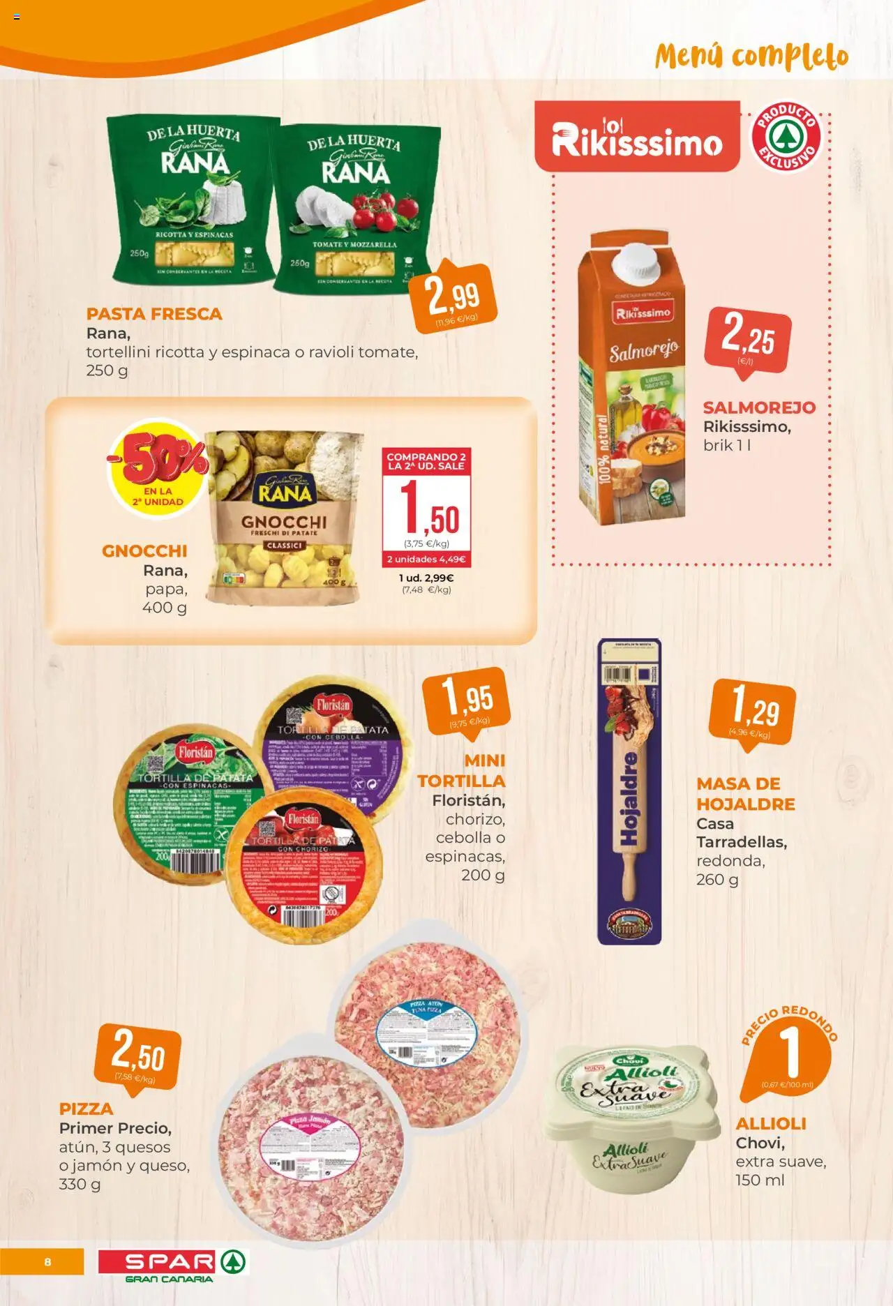 Spar folleto │ válido desde el 08.08.2025 | Página: 8 | Productos: Espinaca, Pizza, Pasta, Παγωμένο τσάι