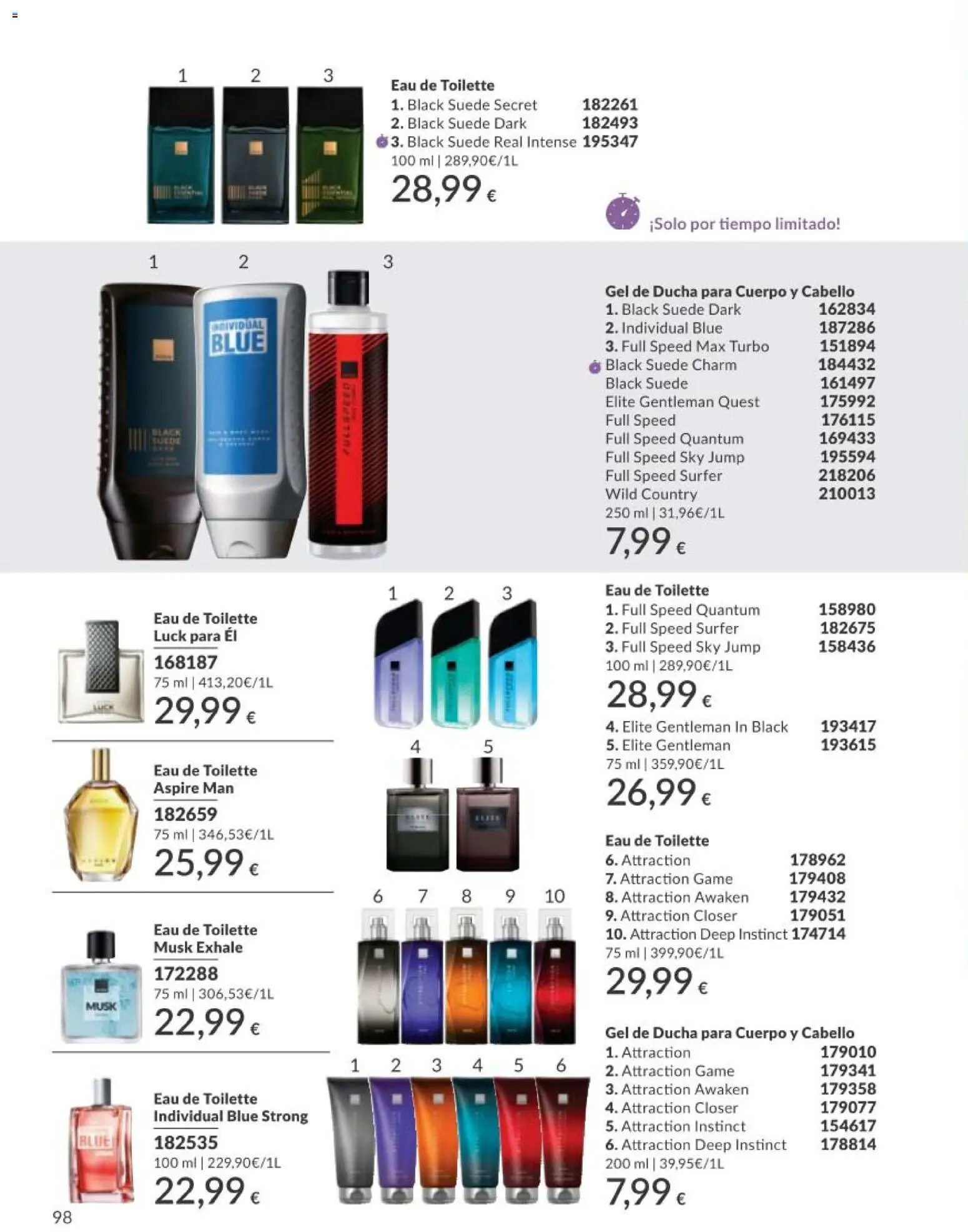 Catálogo AVON campaña 5 │ válido desde el 01.05.2026 | Página: 98 | Productos: Eau de toilette, Gel de ducha, Ducha