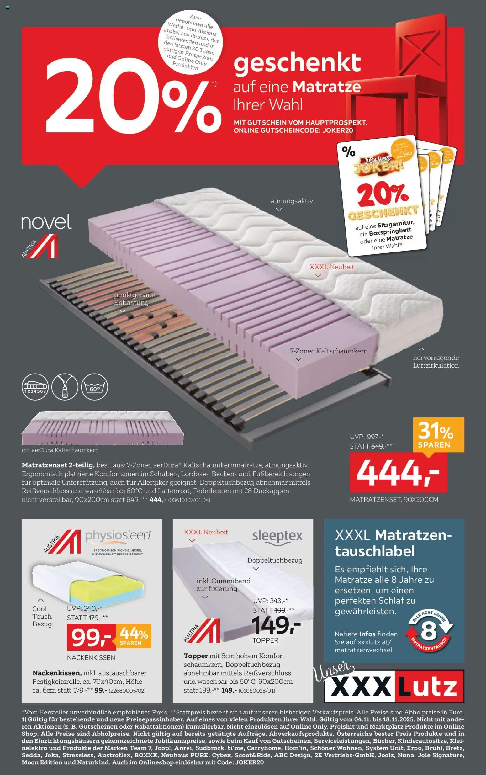 XXXLutz Matratze Ihrer Wahl gültig ab 04.11.2025 | Seite: 1 | Produkte: Matratze