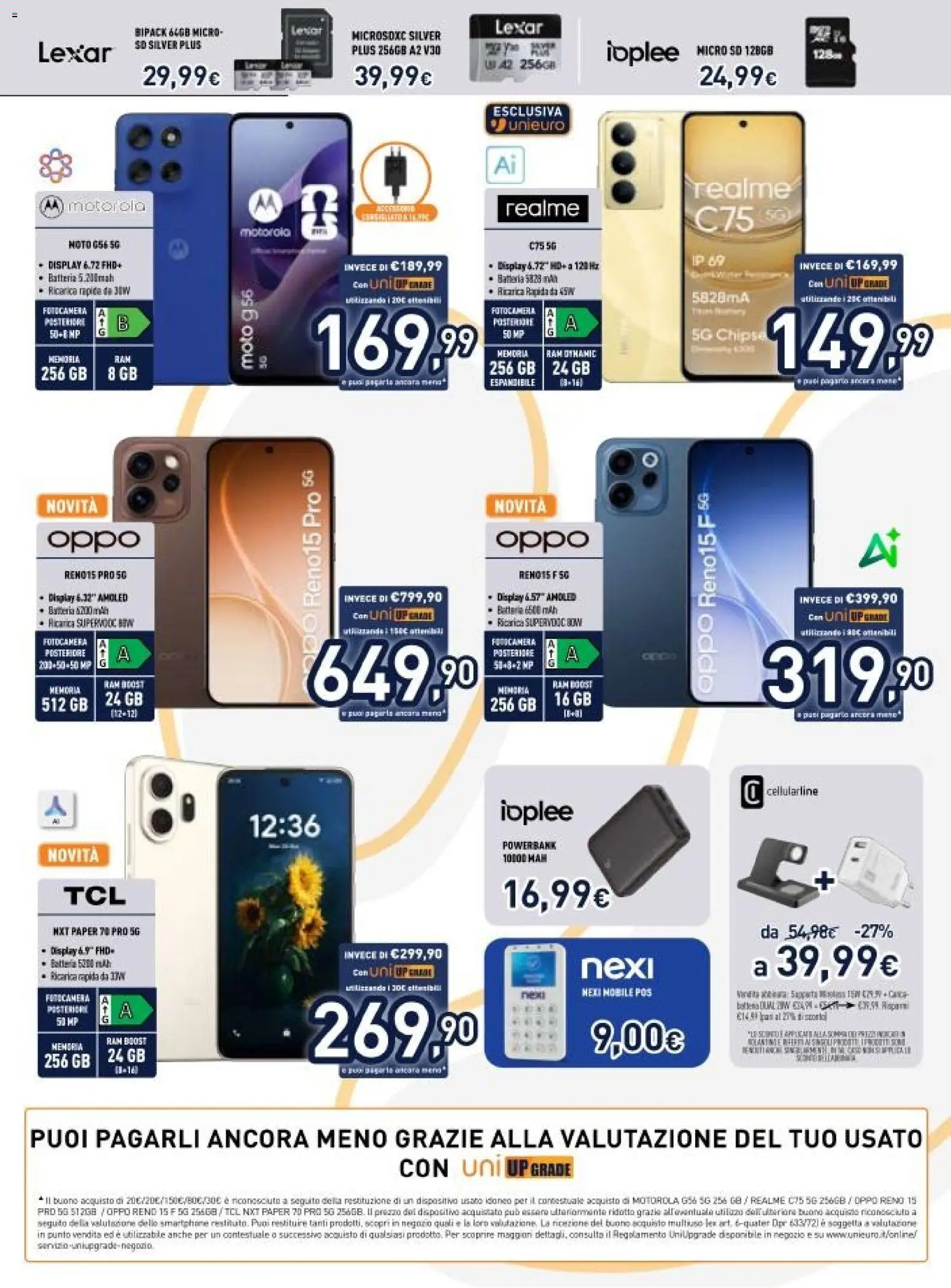 Volantino Unieuro del 20.03.2026 | Pagina: 16 | Prodotti: Power bank, Smartphone, Fotocamera, Batteria