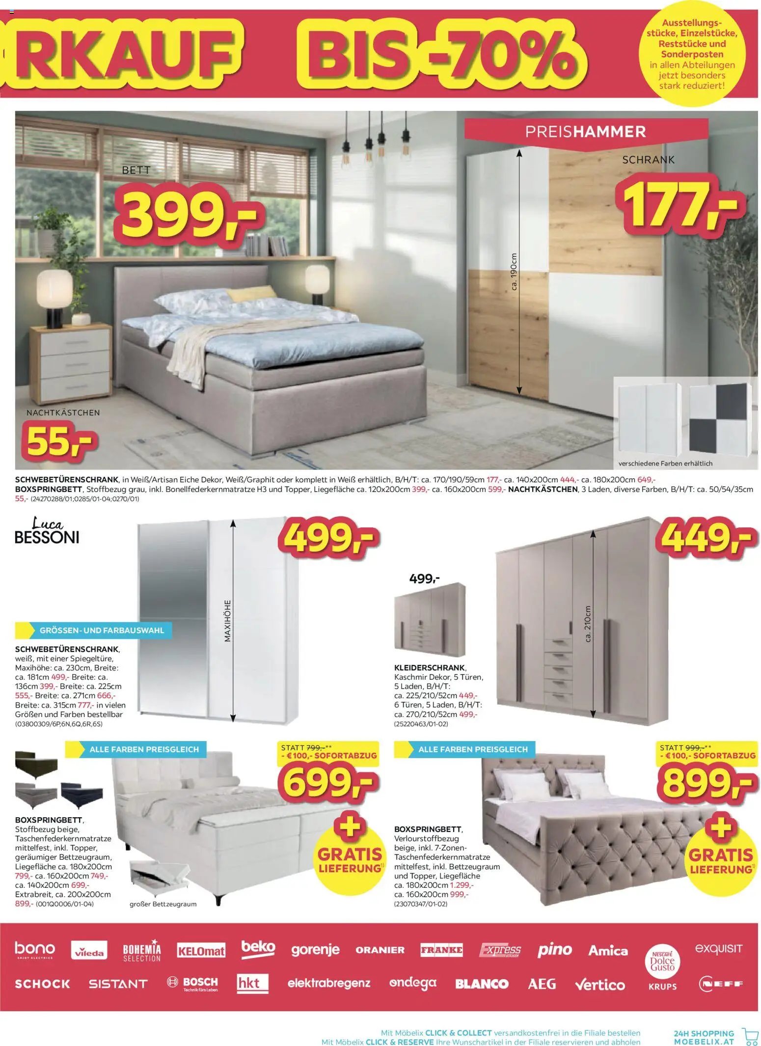 Möbelix Räumungs-Verkauf gültig ab 22.12.2025 | Seite: 5 | Produkte: Bett, Schrank