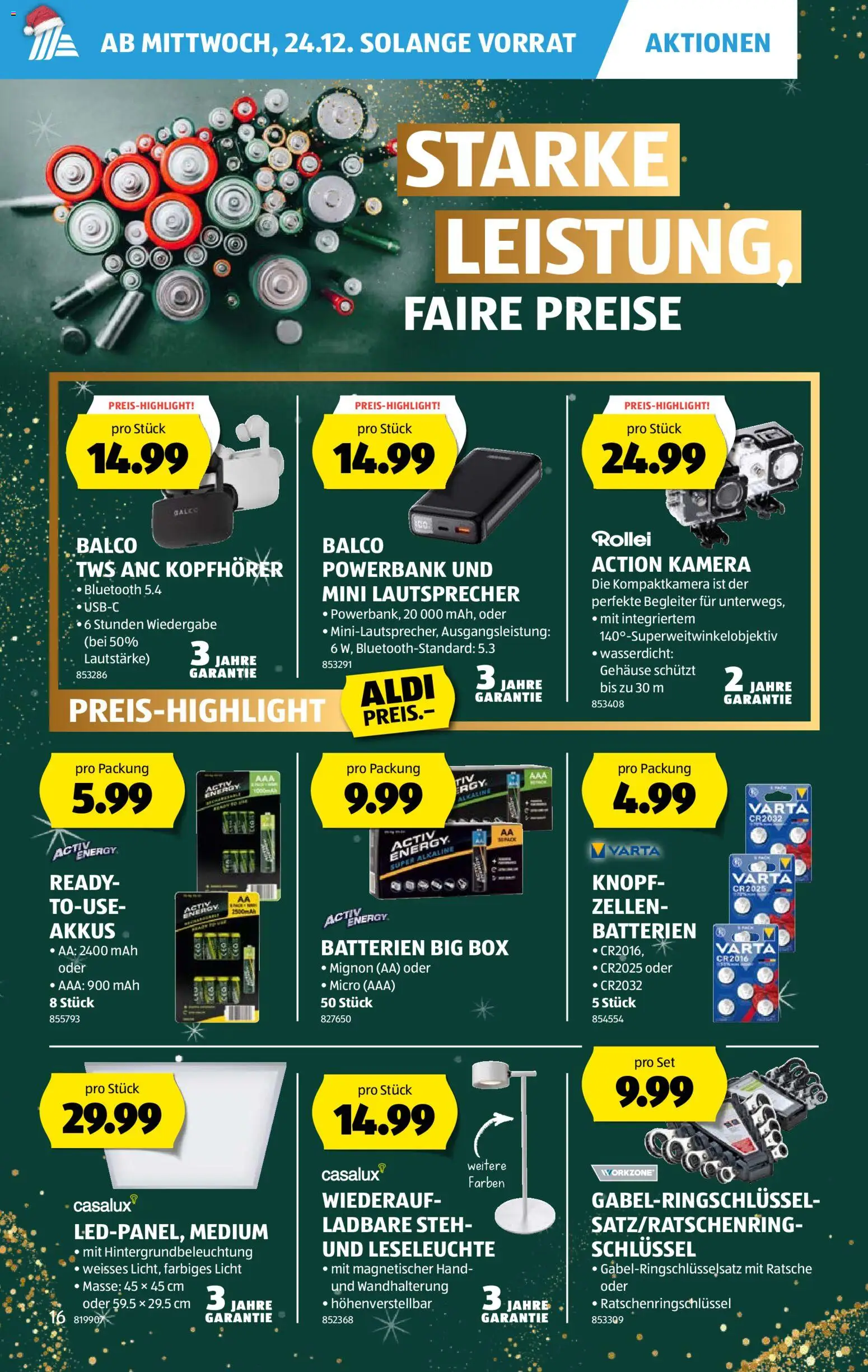 Aldi Aktionen – gültig ab 24.12.2025 | Seite: 16 | Produkte: Box, Kopfhörer, Powerbank, Lautsprecher