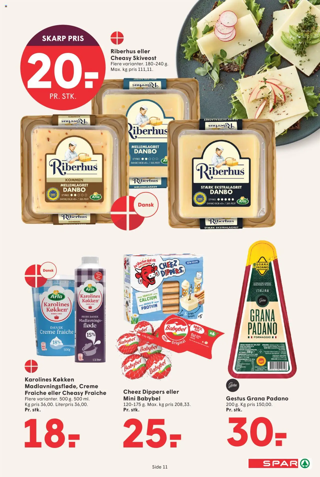 Spar tilbudsavis – gyldig fra 03.10.2025 | Side: 11 | Produkter: Ost, Creme, Creme fraiche, Skiveost