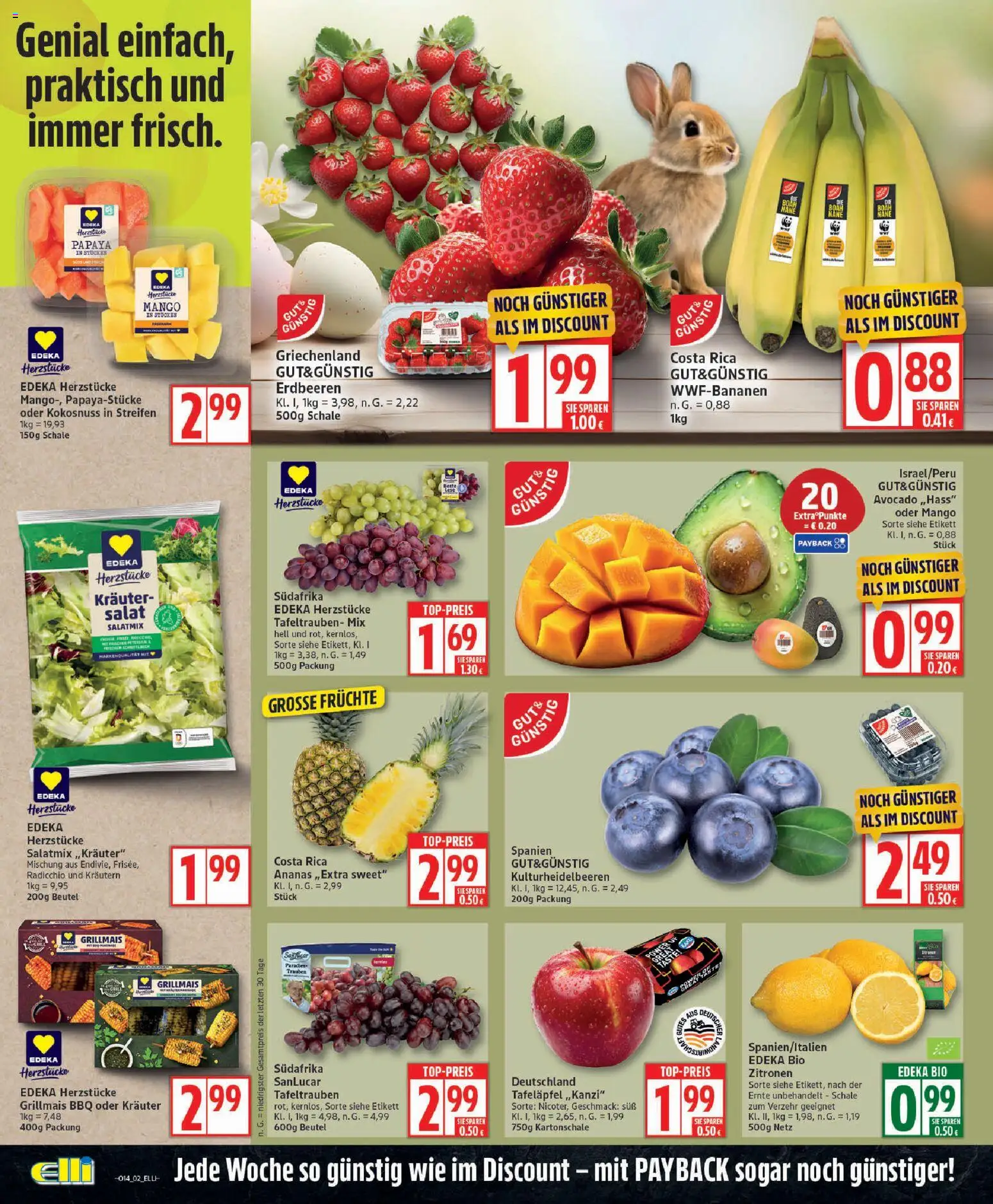 Elli Markt Prospekt 	 – gültig ab 30.03.2026 | Seite: 2 | Produkte: Ananas, Avocado, Erdbeeren, Salat