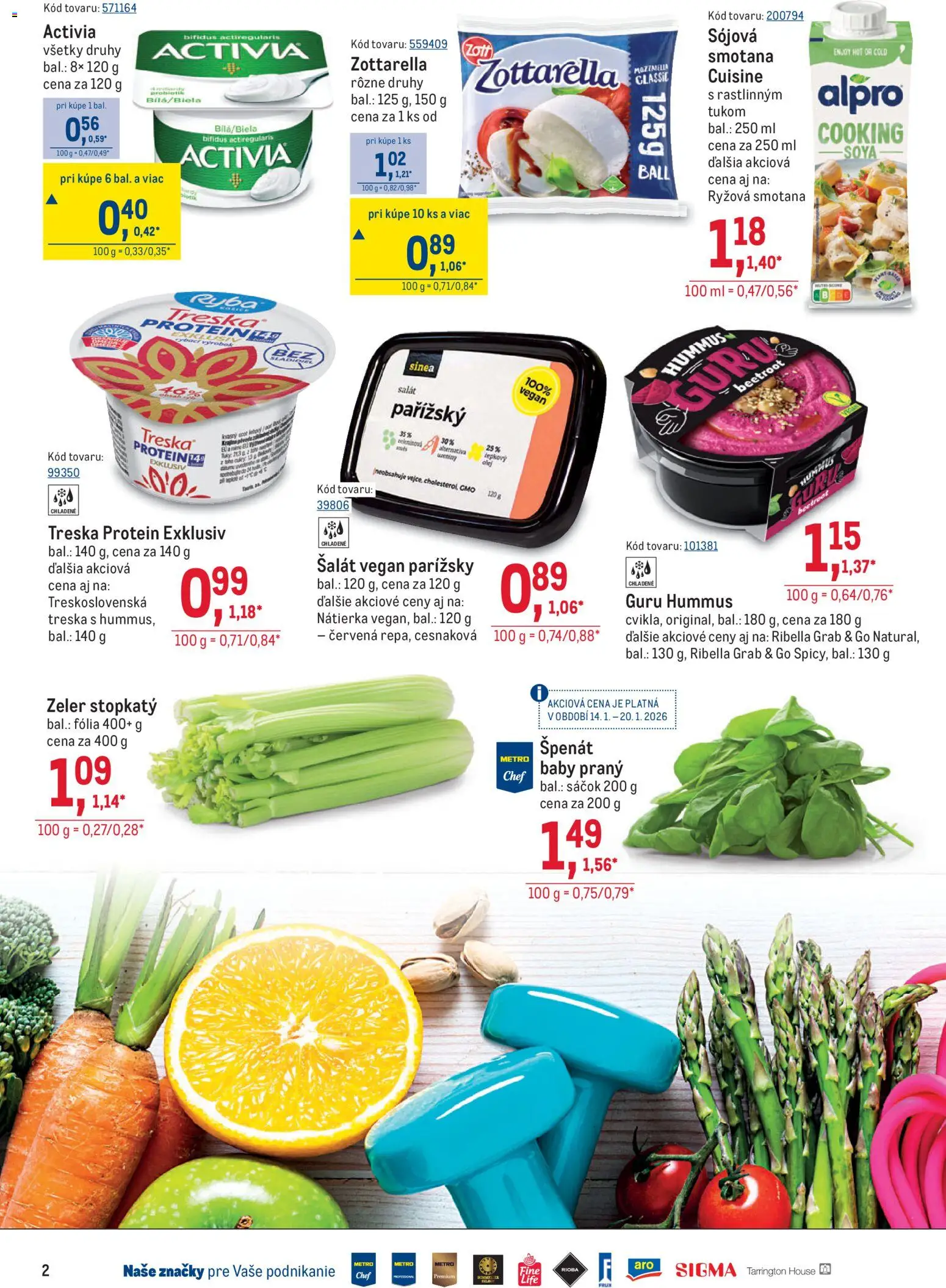 Nové Metro akcie – leták je platný od 14.01.2026 | Strana: 2 | Produkty: Olej, Ryba, Šalát, Alpro
