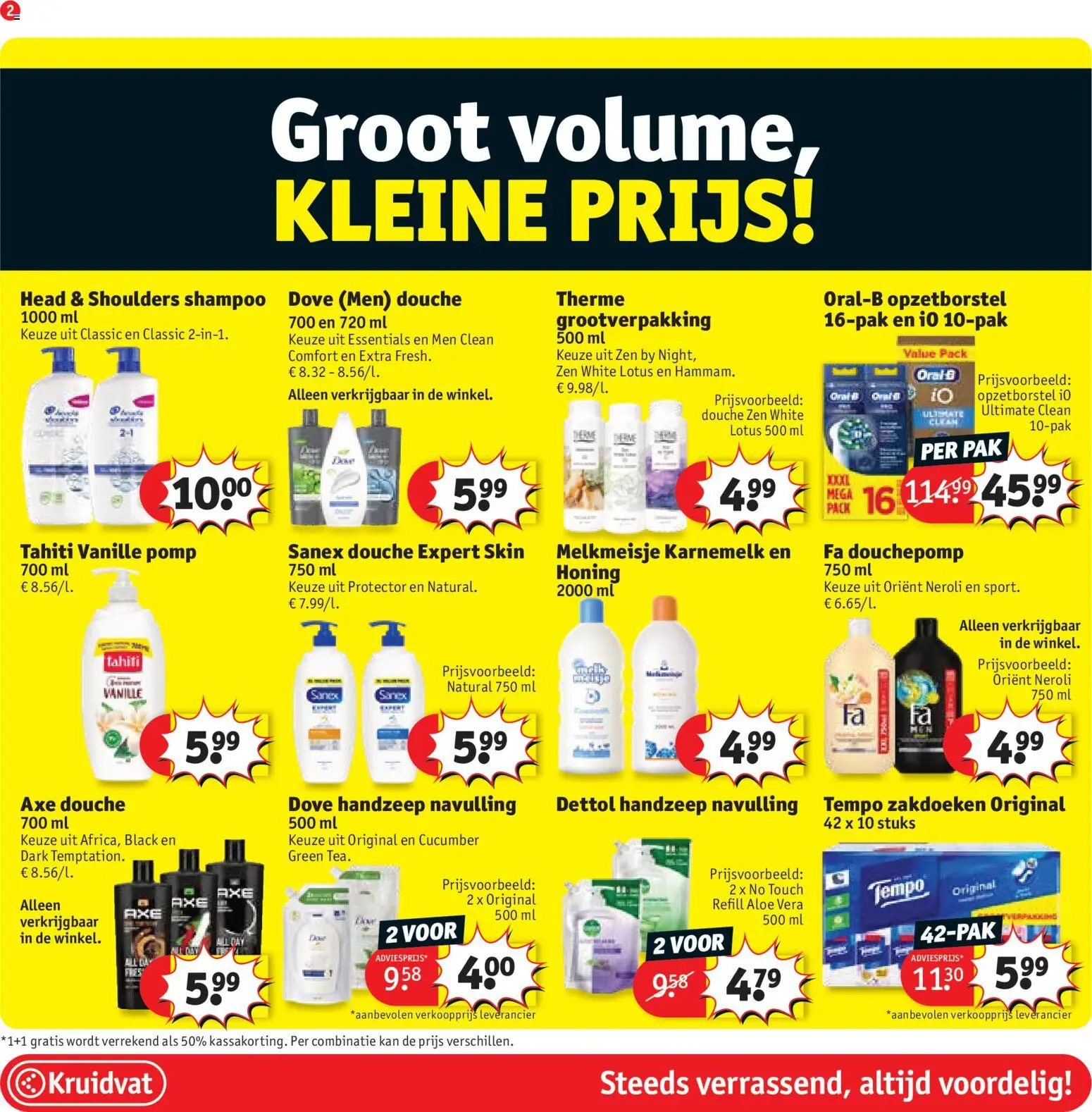 {H1} | Pagina: 2 | Producten: Karnemelk, Libacomb, Douche, Kan