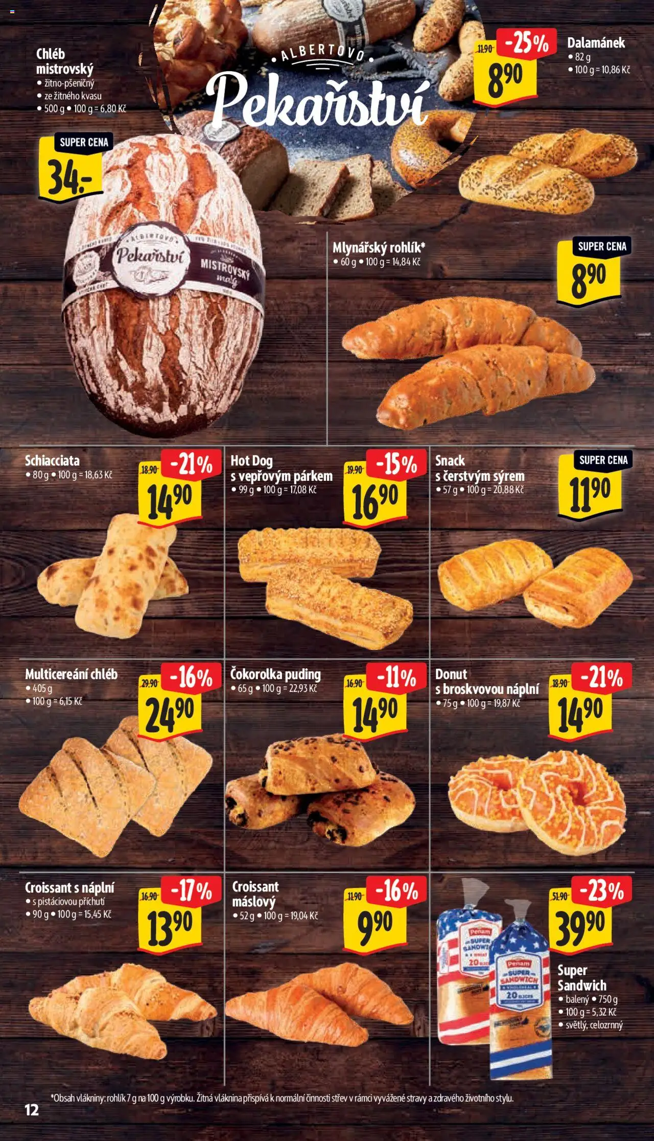 Albert leták - Supermarket od 11.06.2025 | Strana: 20 | Produkty: Chléb, Hot dog, Puding, Dalamánek