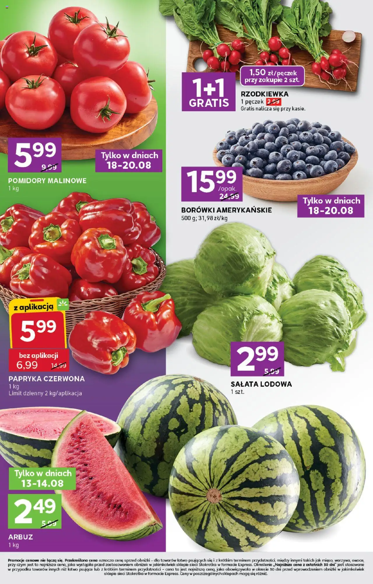 Stokrotka Gazetka - Express od 13.08.2025 | Strona: 2 | Produkty: Arbuz, Stokrotka, Pomidory malinowe, Pomidory