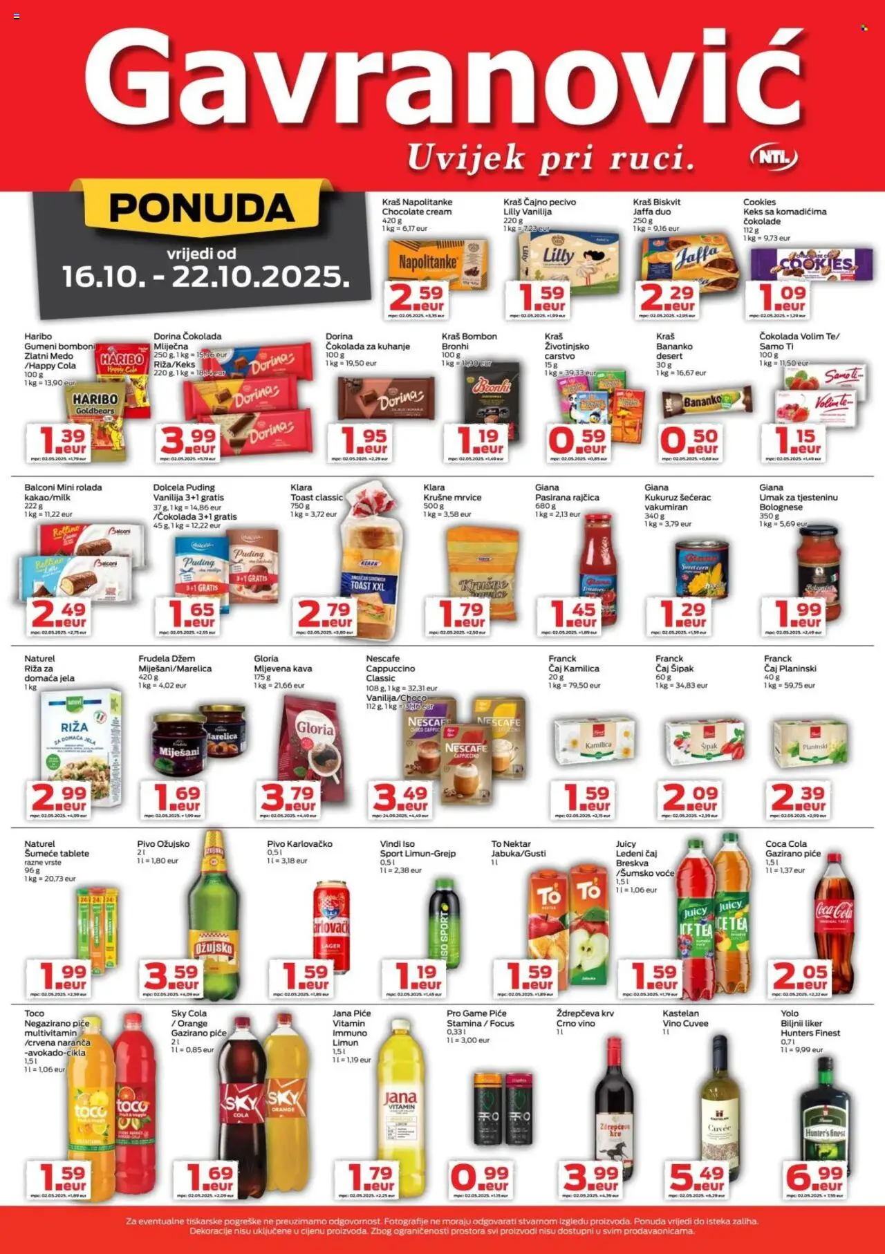 Gavranović katalog | vrijedi od 16.10.2025 | Stranica: 3 | Proizvodi: Riža, Bomboni, Ožujsko, Cappuccino