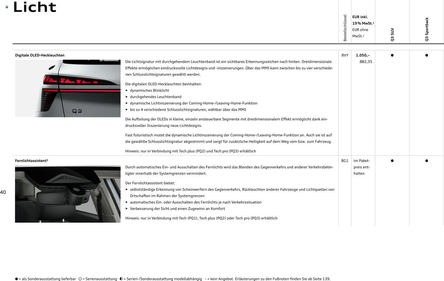 Audi Q3 – gültig ab 09.01.2025 | Seite: 40