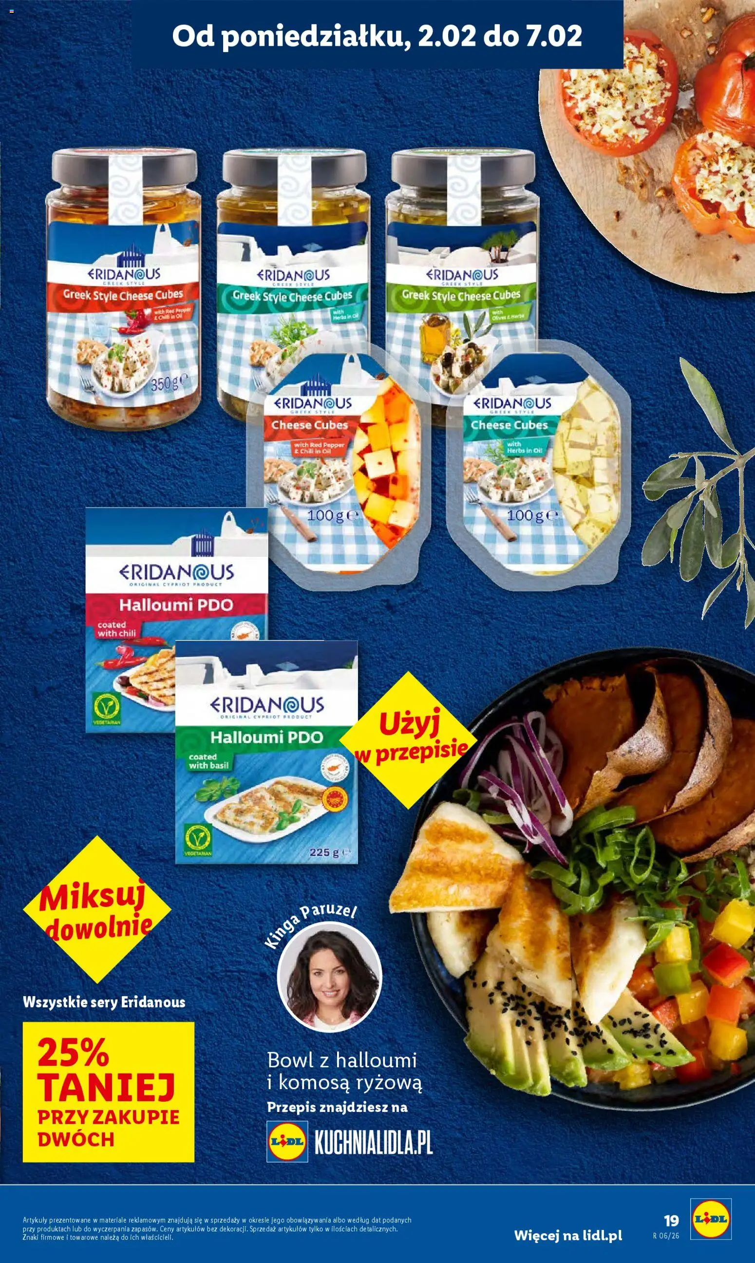Lidl Gazetka od 02.02.2026 | Strona: 19 | Produkty: Halloumi, Chili, Komosa ryżowa, Sery