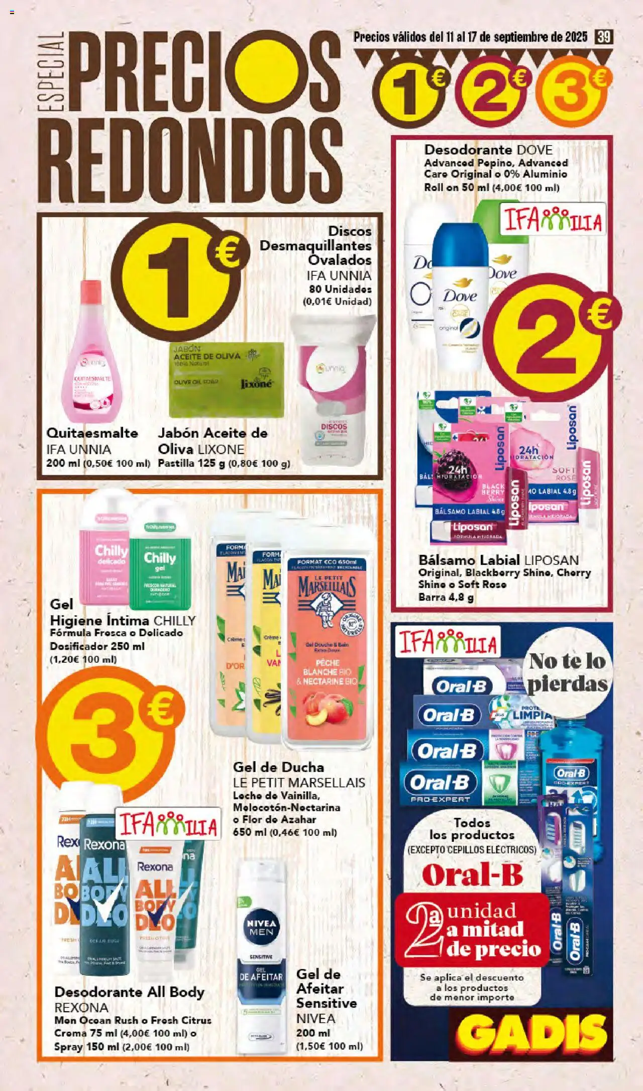 Gadis folleto │ válido desde el 11.09.2025 | Página: 39 | Productos: Gel de ducha, Aceite, Bálsamo labial, Ducha