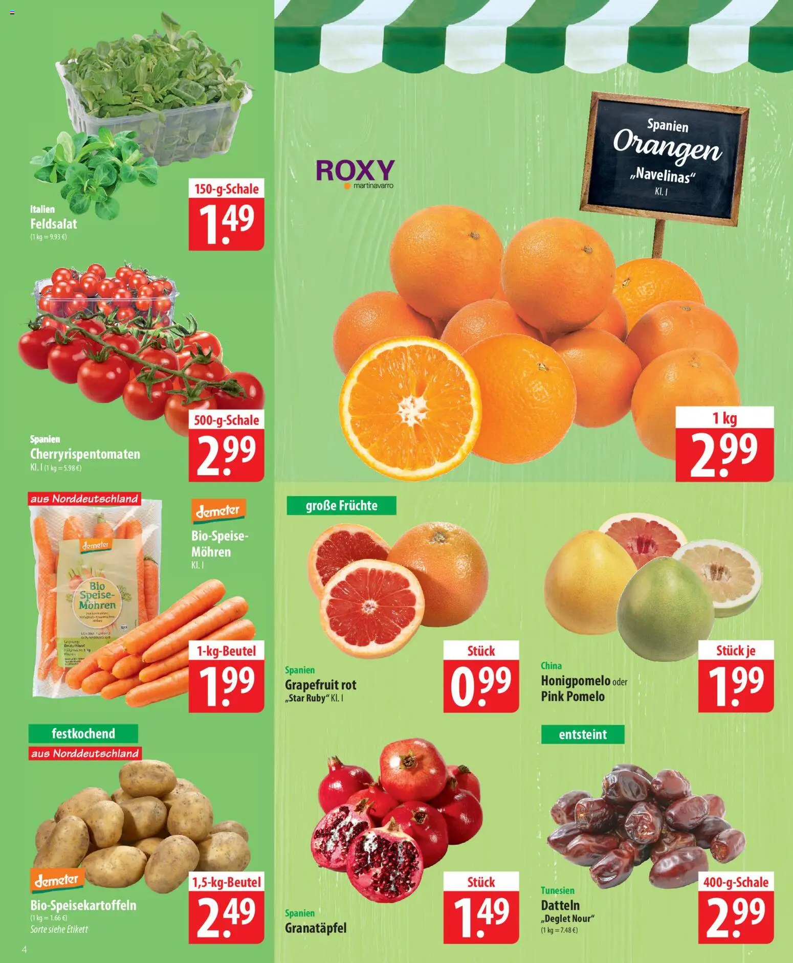 Famila Prospekt 	 – gültig ab 01.12.2025 | Seite: 4 | Produkte: Granatapfel, Orangen, Mohren, Grapefruit