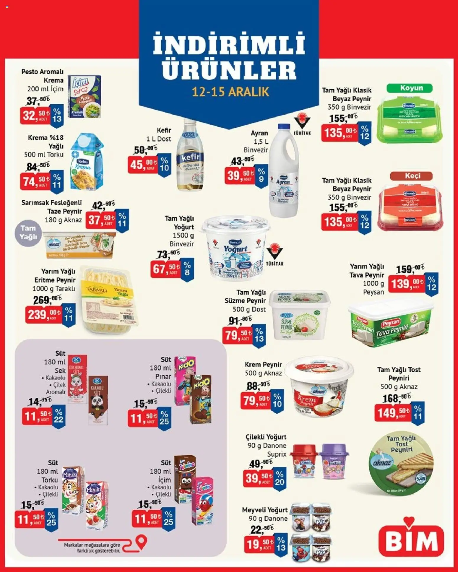 BİM İndirimli Ürünler - 12.12.2025 tarihinden itibaren geçerlidir | Sayfa: 4 | Ürünler: Kefir, Yoğurt, Çilek, Süzme peynir