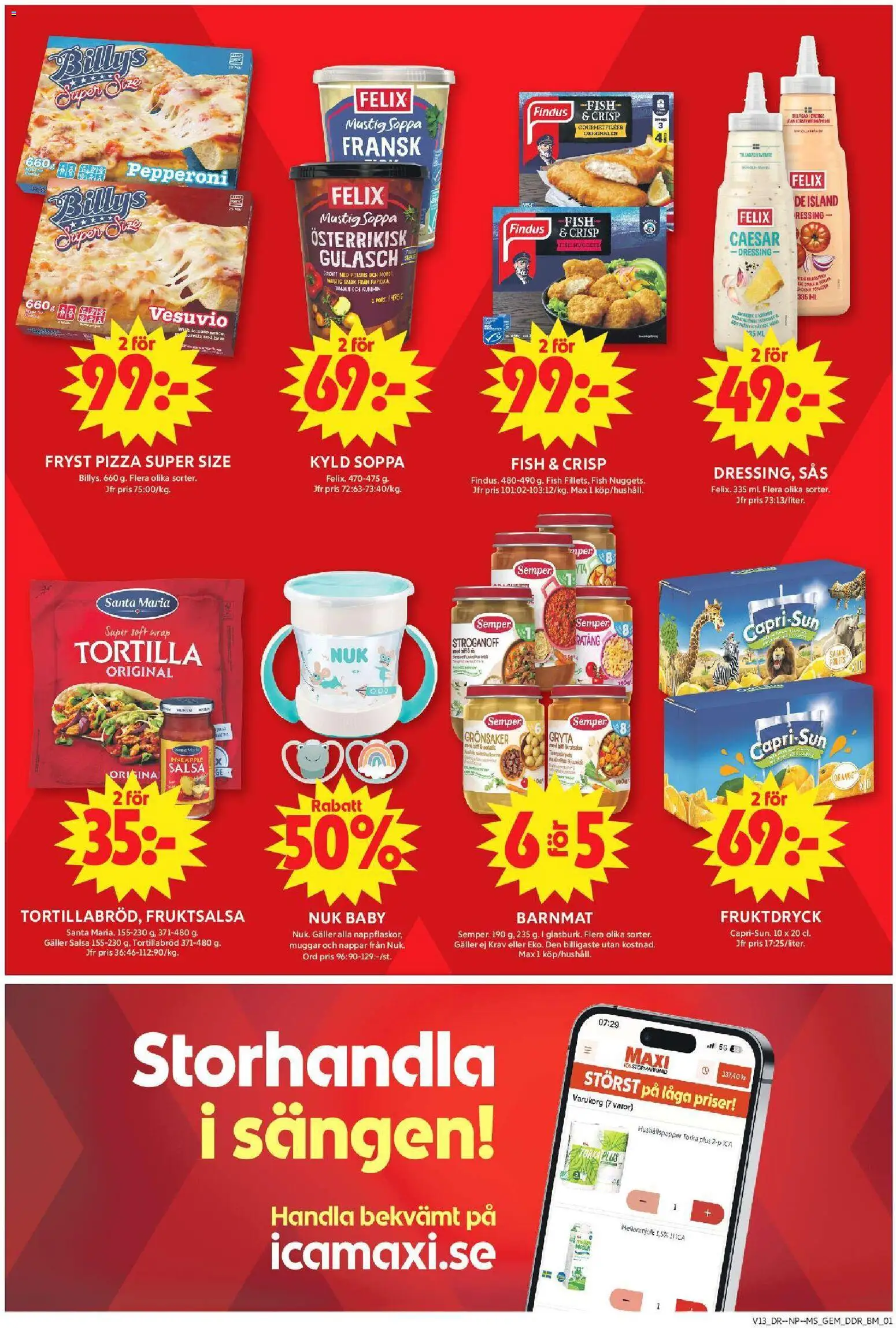 ICA Maxi reklamblad aktuell från 23.03.2026 | Sida: 9 | Produkter: Tortilla, Hushållspapper, Galler, Pizza