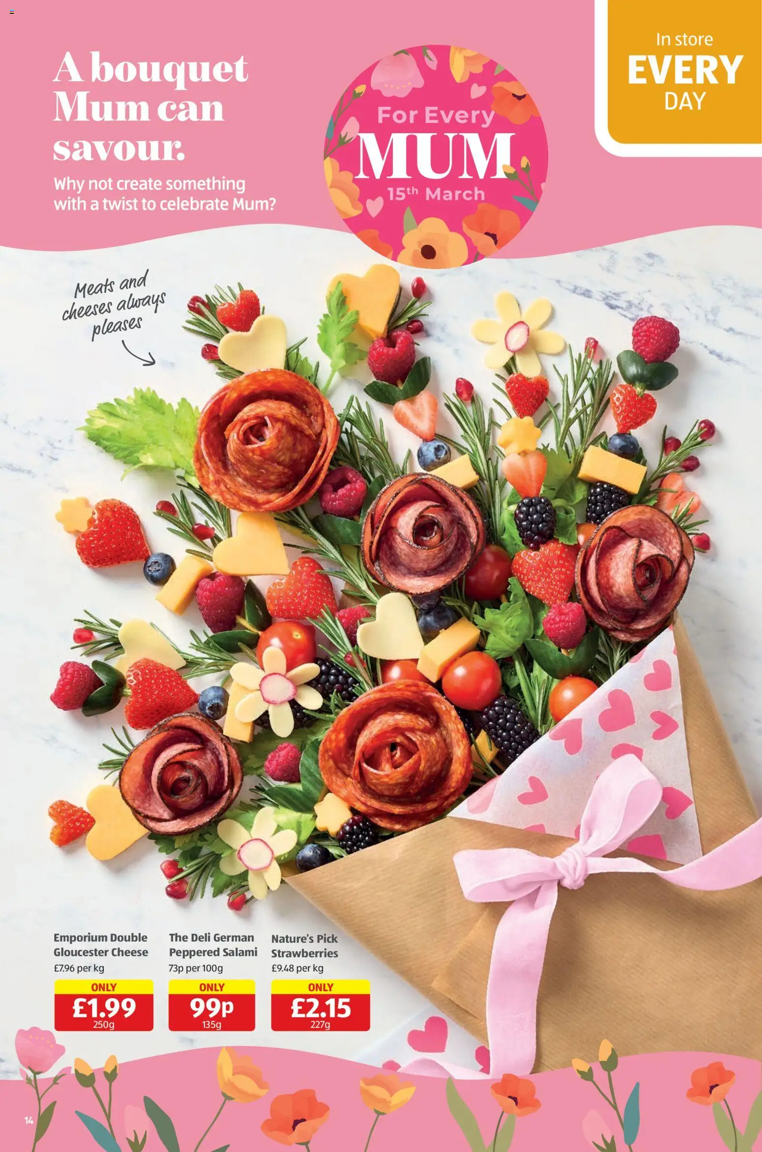 {H1} | Page: 14 | Products: Cheese, Salami, Strawberries