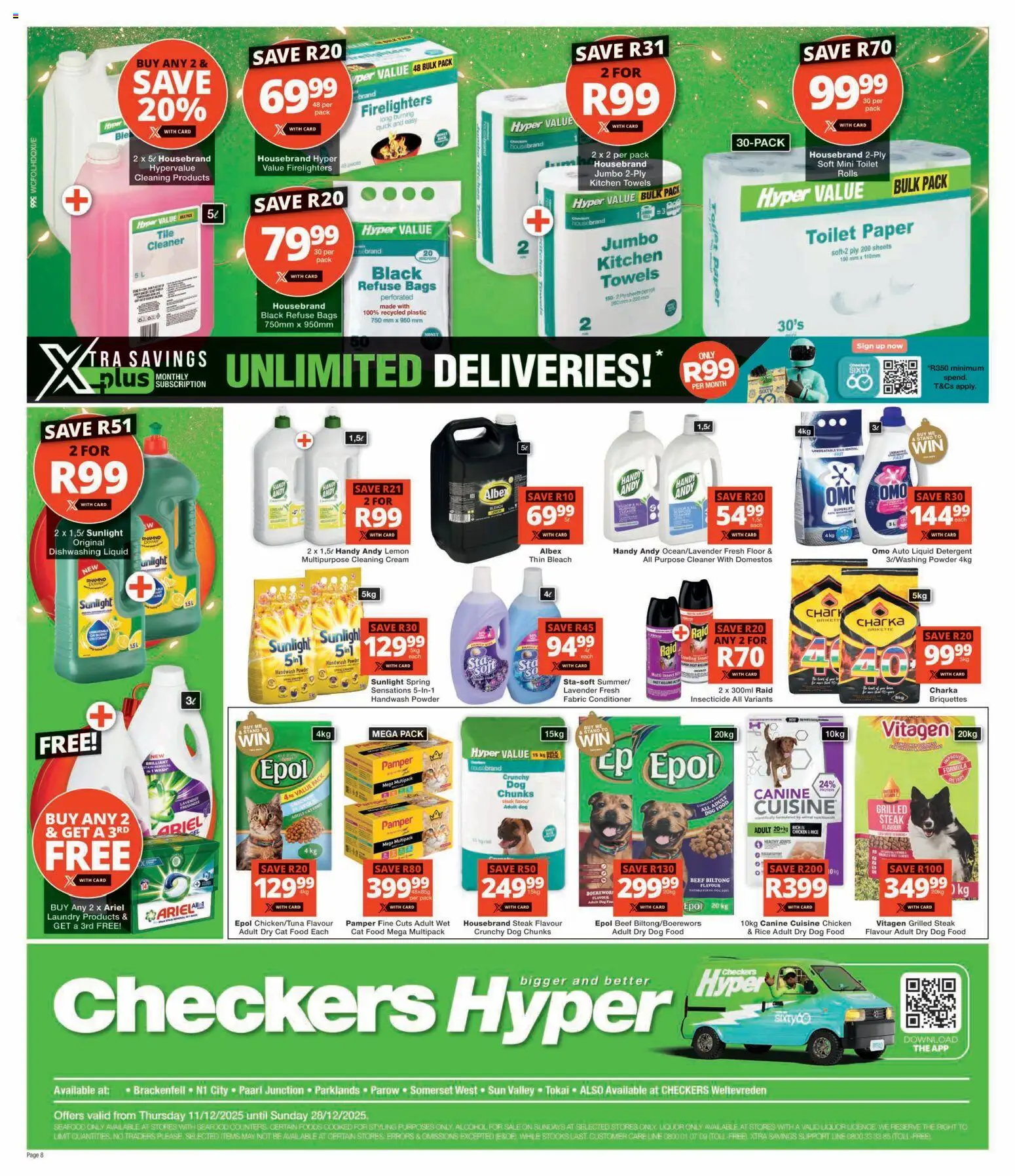 New Checkers catalogue – valid from 11.12.2025 | Page: 8 | Products: Toilet, Chicken, Lemon, Dog food