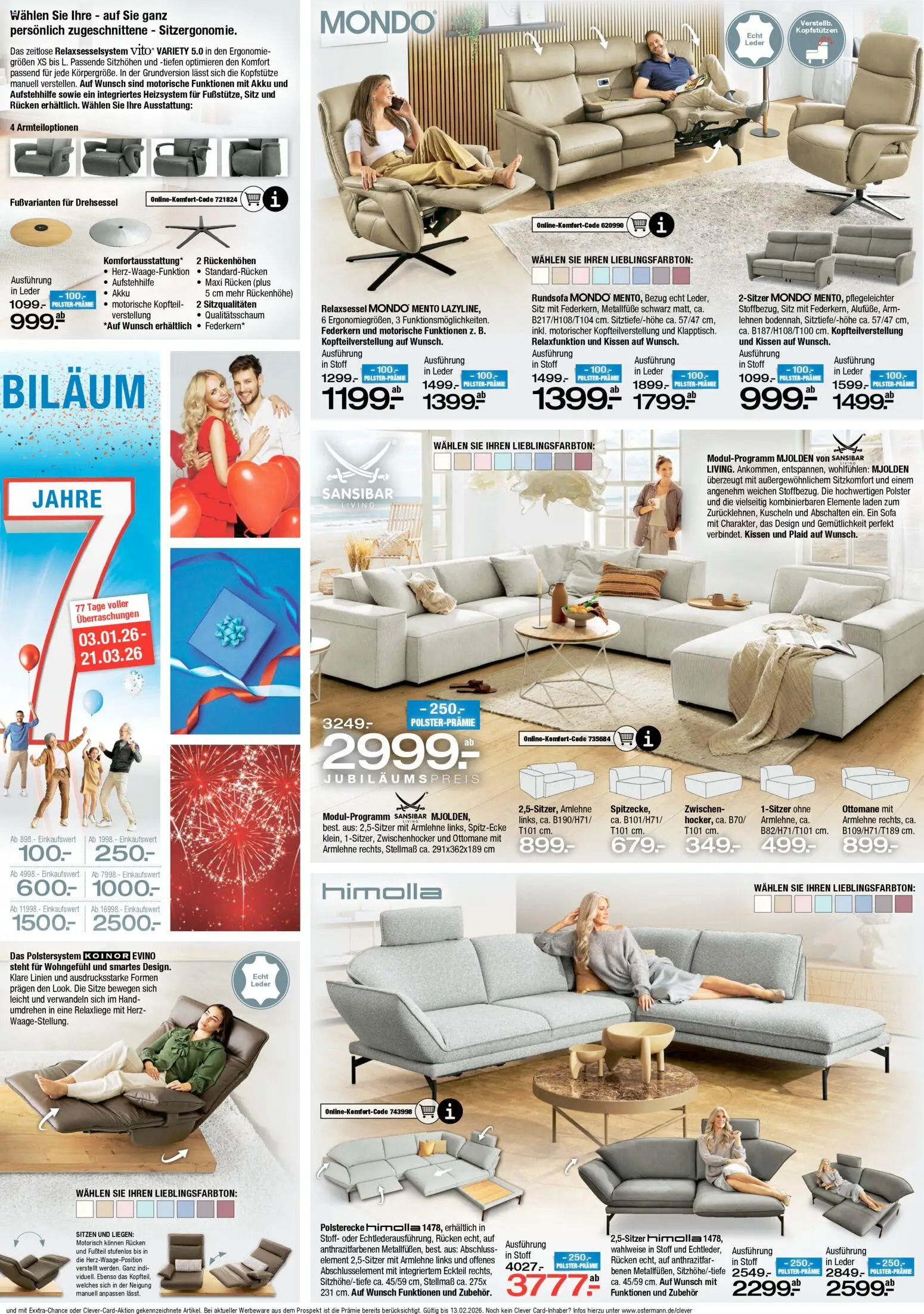 Ostermann Prospekt 	 – gültig ab 31.01.2026 | Seite: 3 | Produkte: Relaxliege, Relaxsessel, Kissen, Sofa