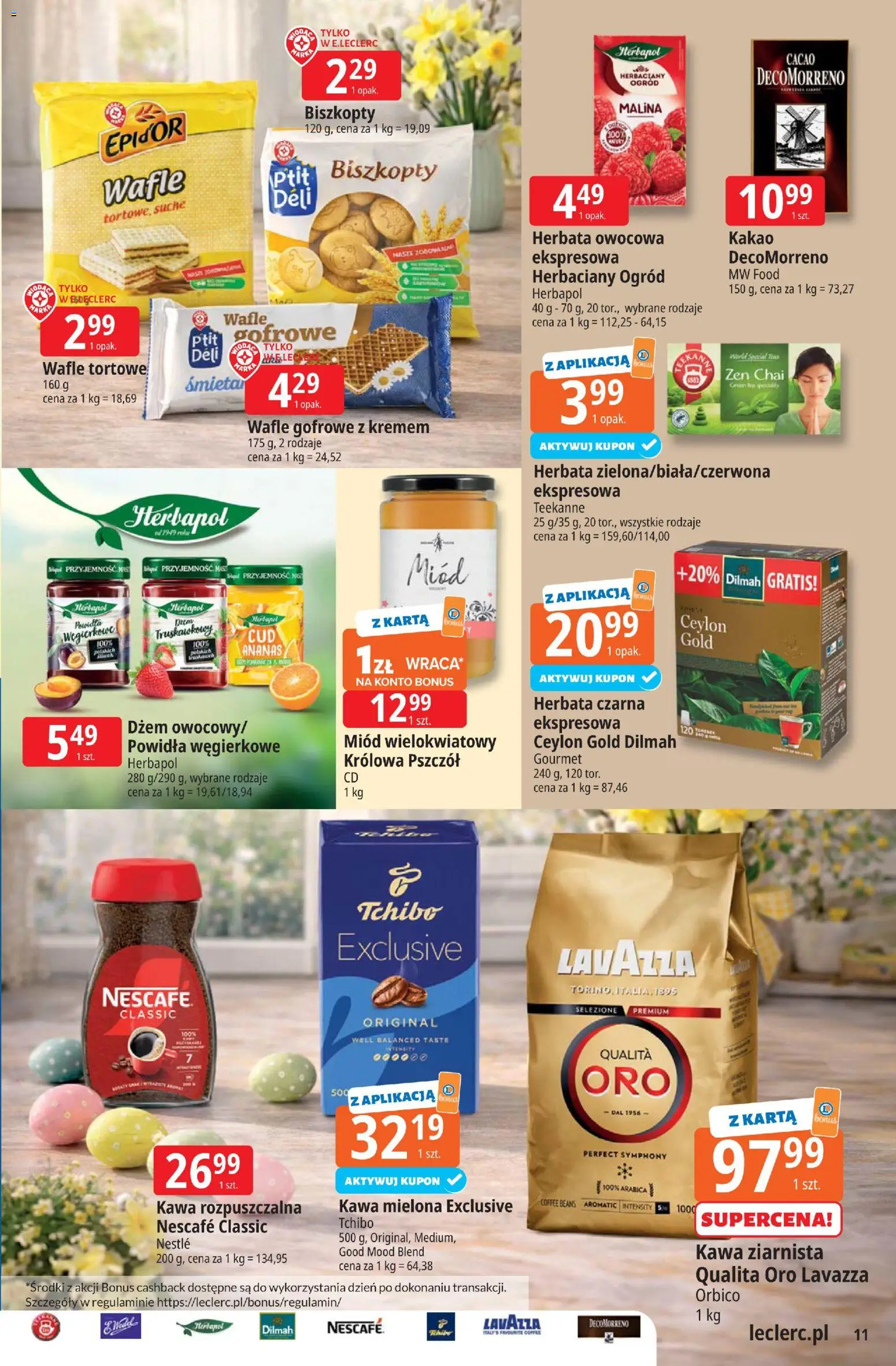 E.Leclerc gazetka - Wrocław od 24.03.2026 | Strona: 8 | Produkty: Kawa ziarnista, Kawa rozpuszczalna, Wafle tortowe, Ananas