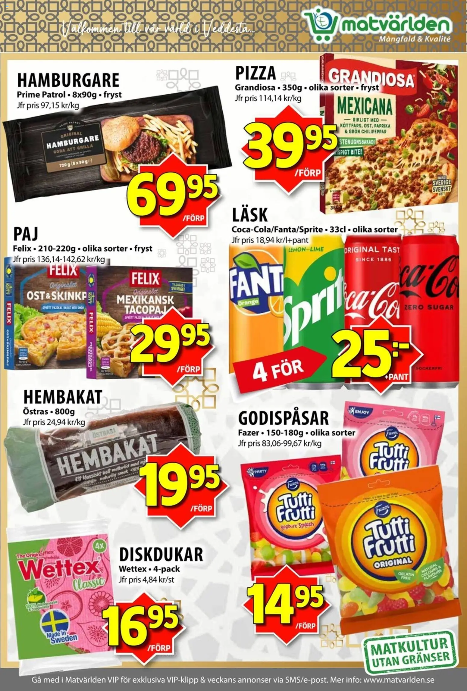 Matvärlden reklamblad aktuell från 05.01.2026 | Sida: 2 | Produkter: Hamburgare, Smör, Ost, Pizza