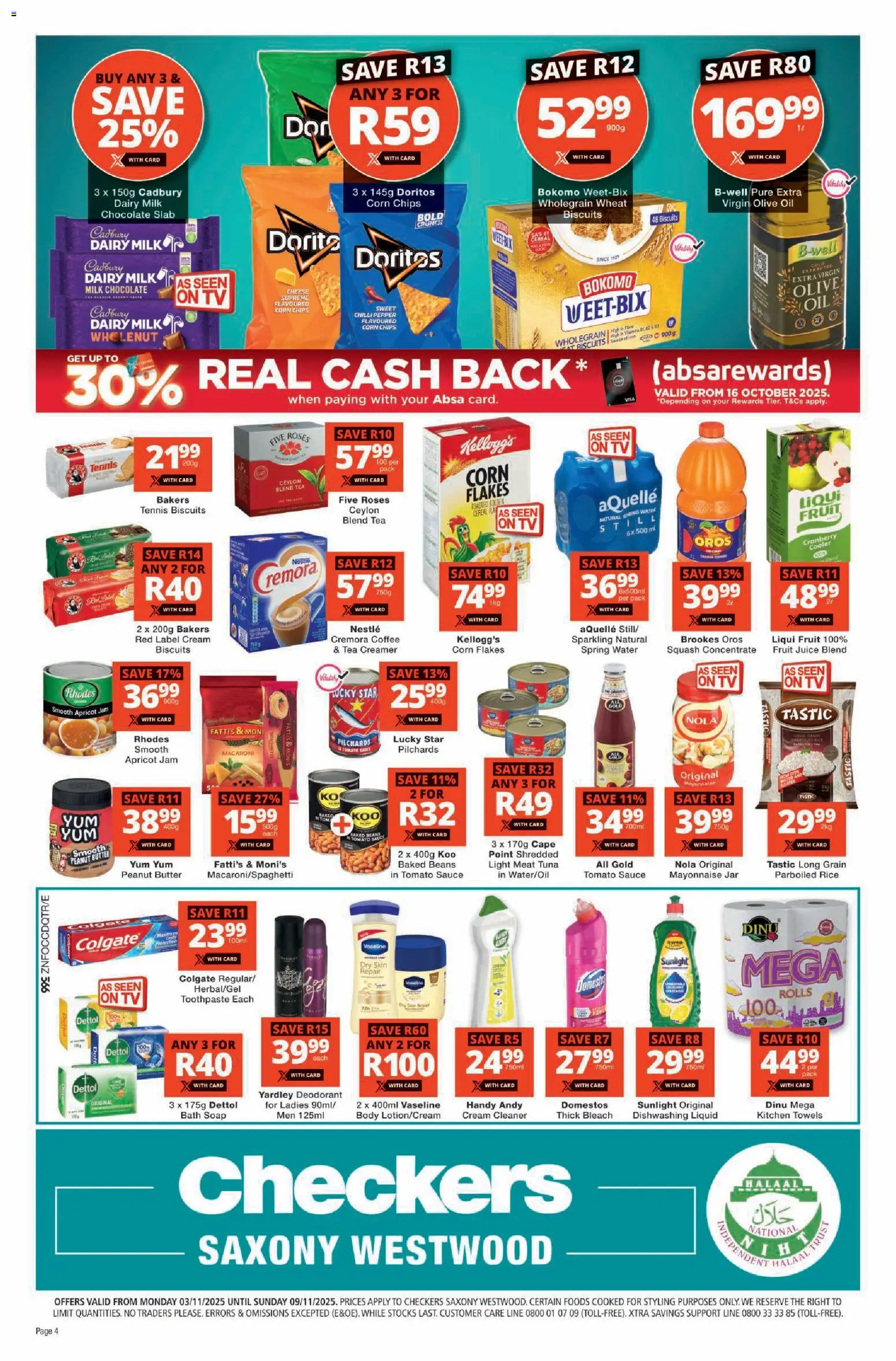 New Checkers catalogue – valid from 03.11.2025 | Page: 4 | Products: Corn, Jam, Cooler, Toothpaste