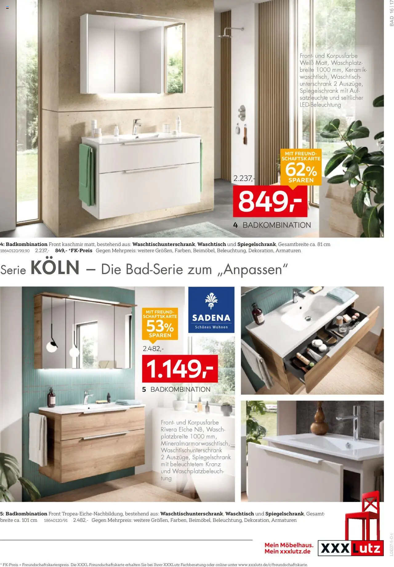 XXXL Lutz Bad Spezial - gültig ab dem 27.07.2025 | Seite: 17 | Produkte: Waschtisch, Spiegelschrank, Unterschrank