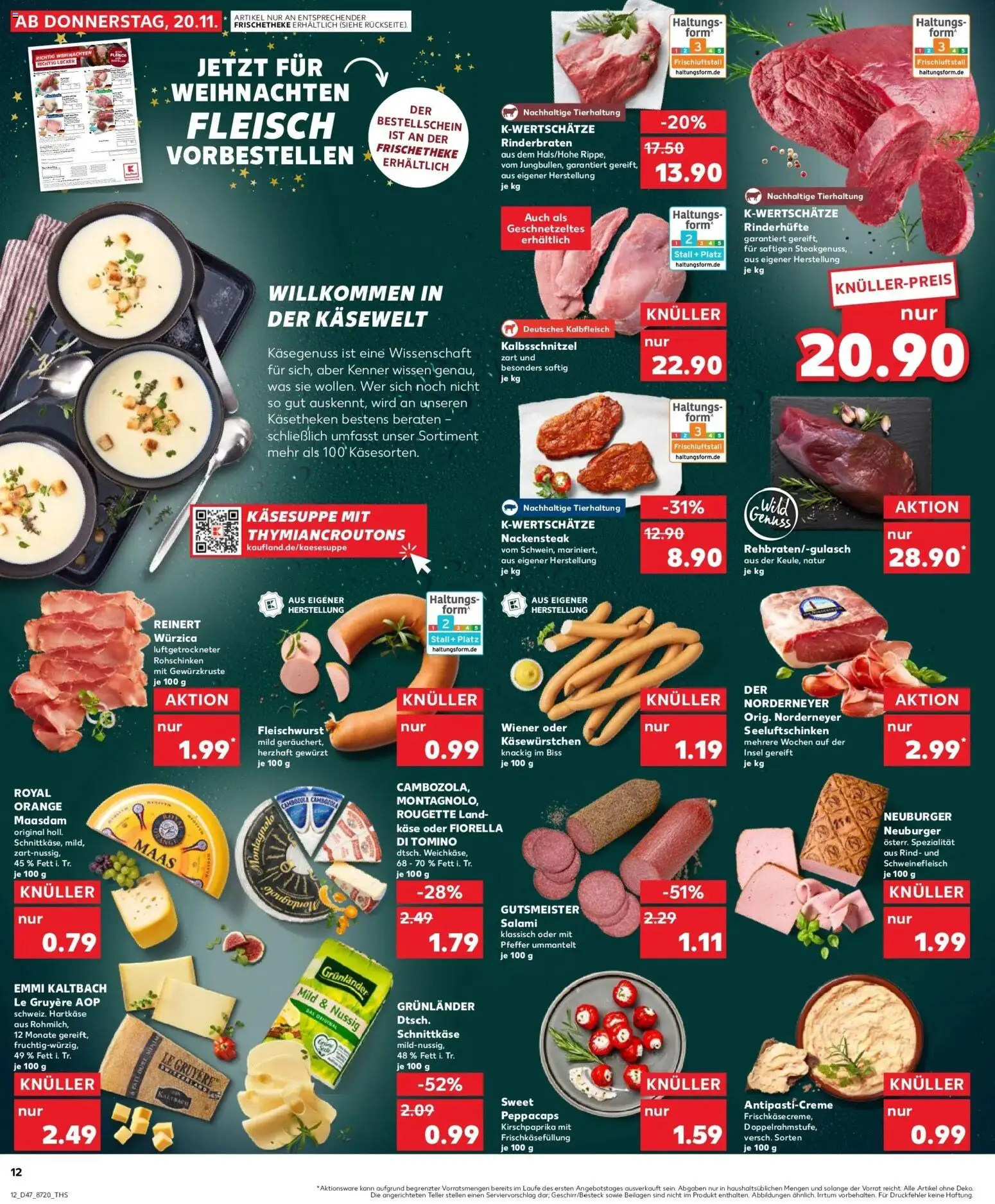Kaufland prospekt Eggenfelden	 – gültig ab 20.11.2025 | Seite: 12 | Produkte: Käse, Grunlander, Pfeffer, Frischkase
