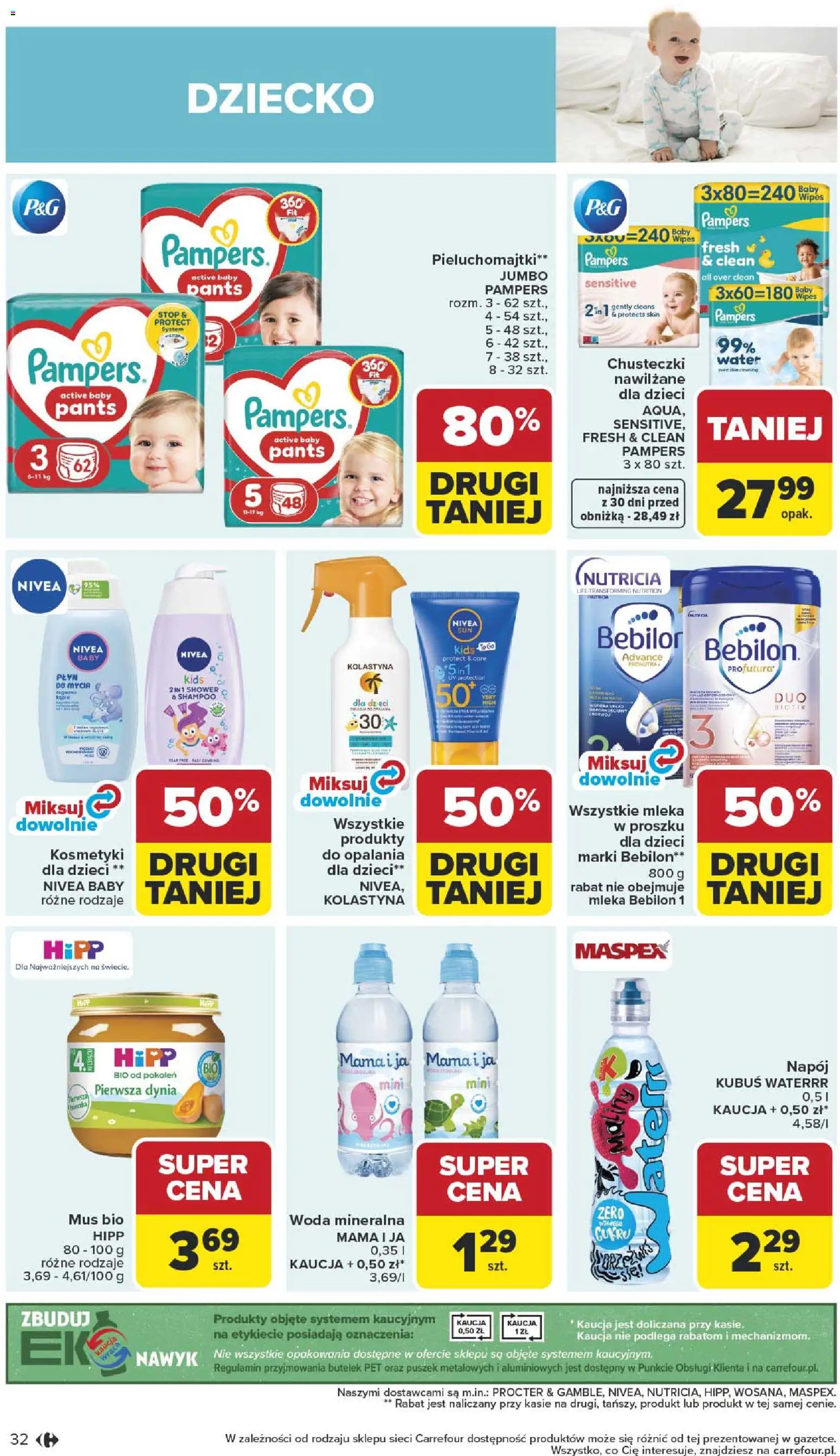 Carrefour gazetka od 27.04.2026 | Strona: 34 | Produkty: Dynia, Mleka, Pieluchomajtki, Woda