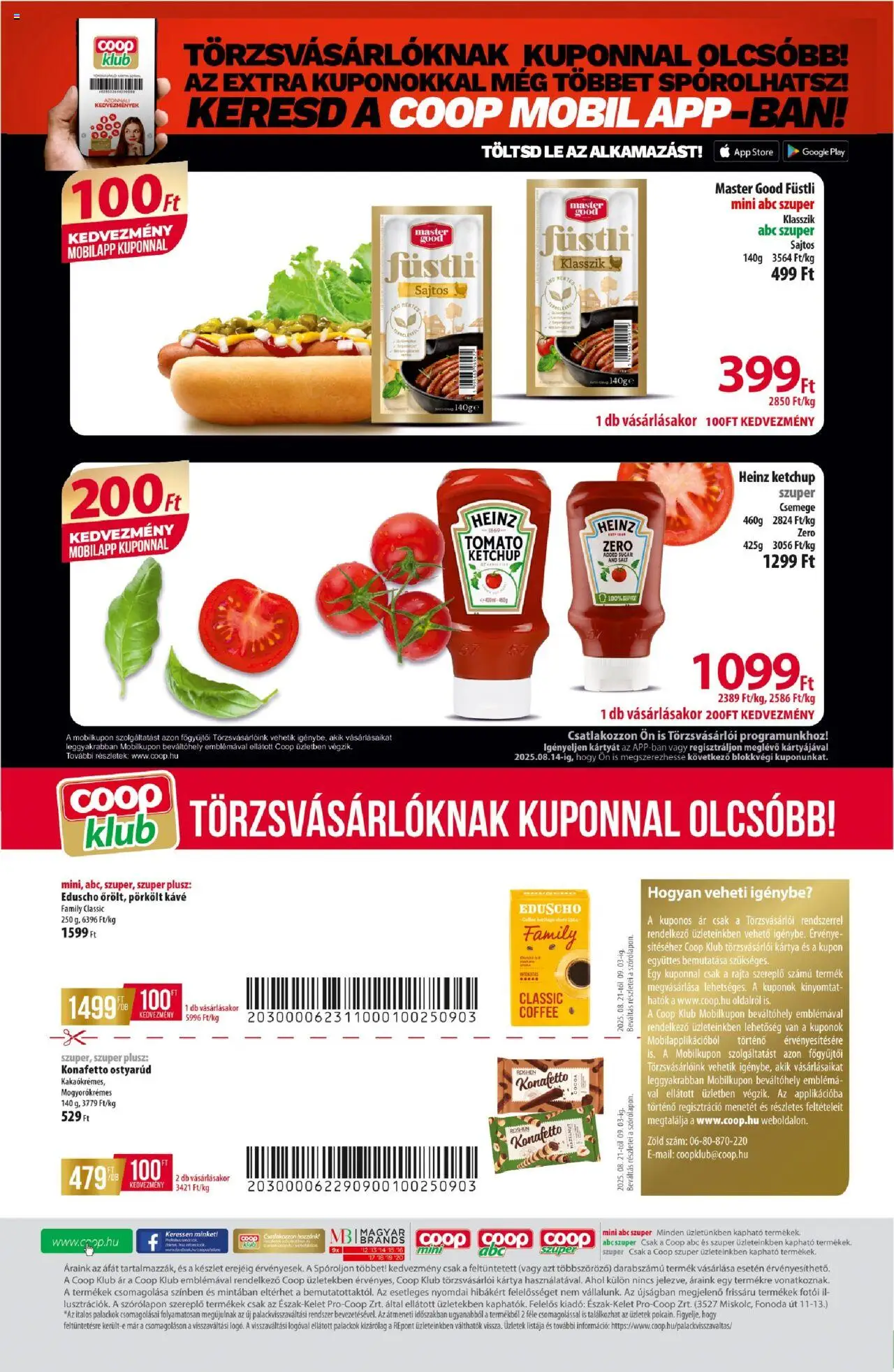 COOP akciós ujság - amely érvényes a következő dátumtól: 21.08.2025 | Oldal: 8 | Termékek: Kávé, Ketchup