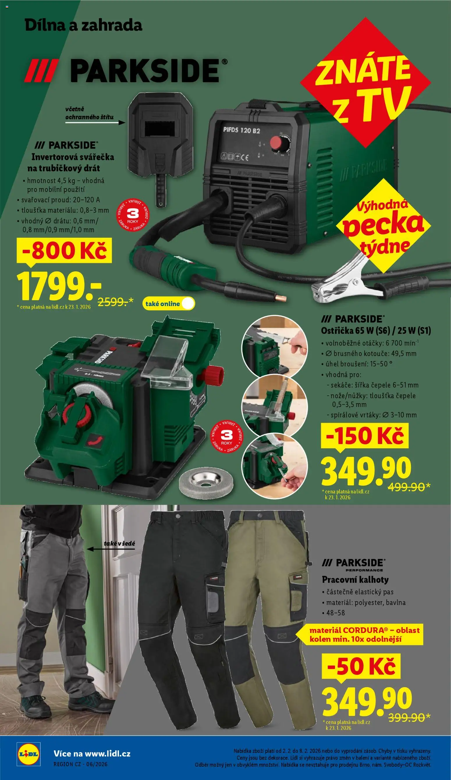 Lidl leták - Spotřební zboží od 02.02.2026 | Strana: 4 | Produkty: Kalhoty, Parkside, Tv, Invertorová svářečka