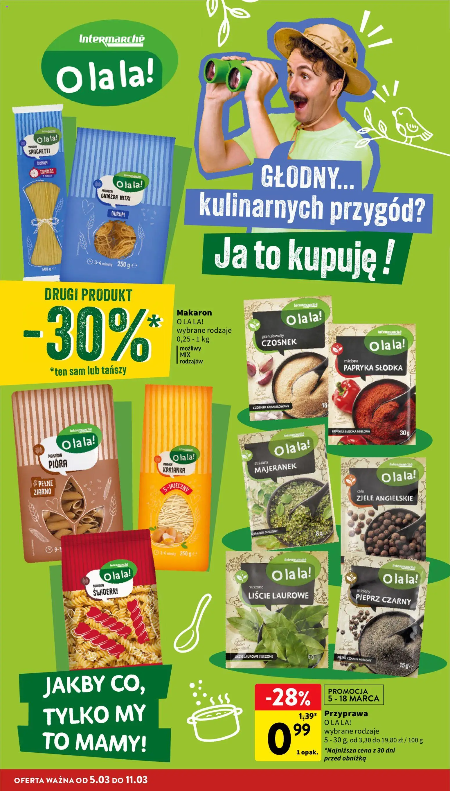 Intermarche gazetka od 05.03.2026 | Strona: 30 | Produkty: Czosnek, Ziele angielskie, Papryka, Makaron