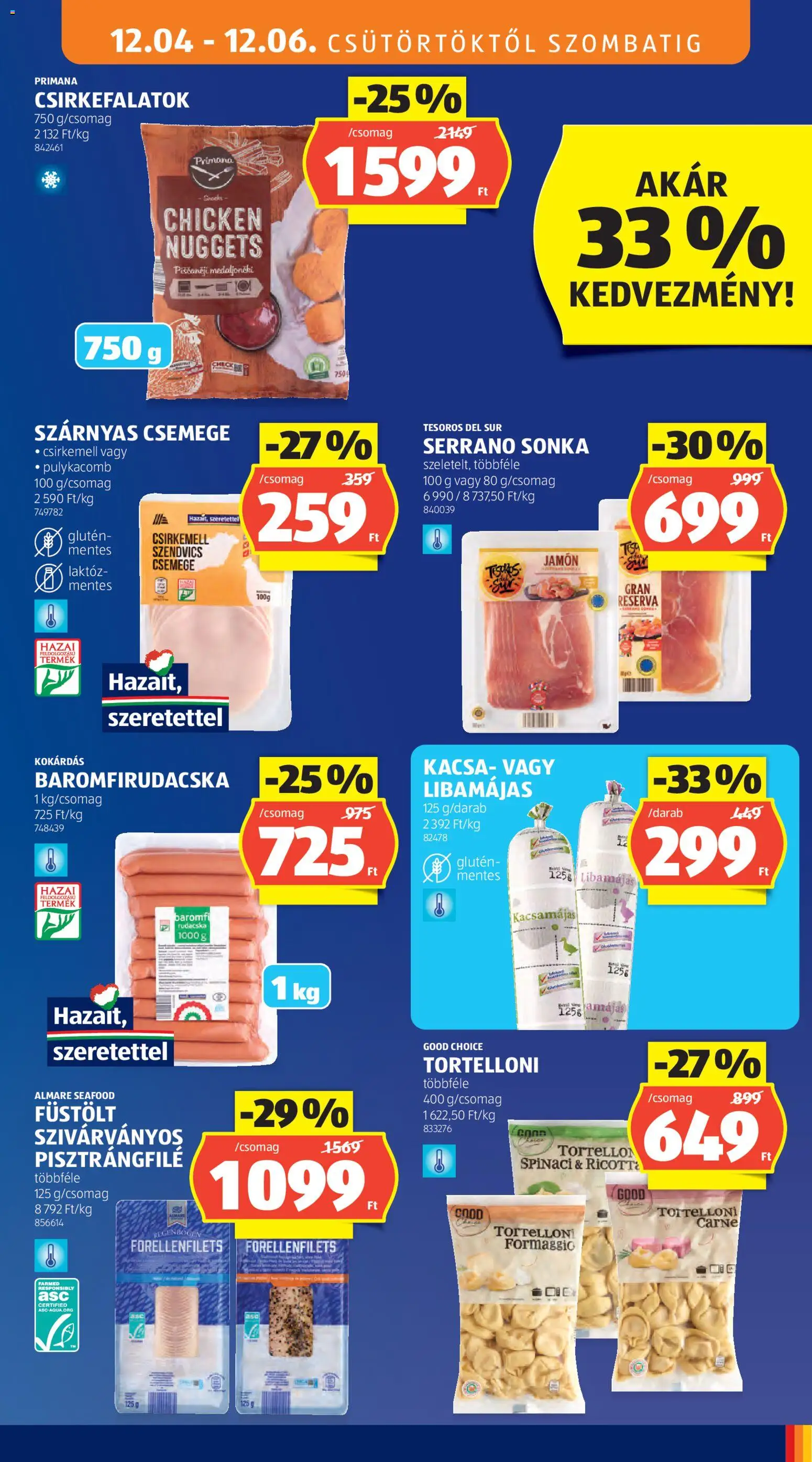 Aldi akciós ujság - amely érvényes a következő dátumtól: 04.12.2025 | Oldal: 11 | Termékek: Serrano sonka, Nuggets, Sonka, Kacsa