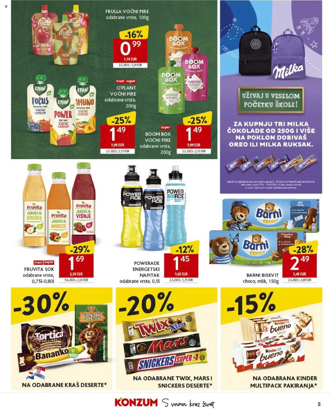 Konzum HR akciós ujság - amely érvényes a következő dátumtól: 27.08.2025 | Oldal: 5 | Termékek: Snickers, Smoothie