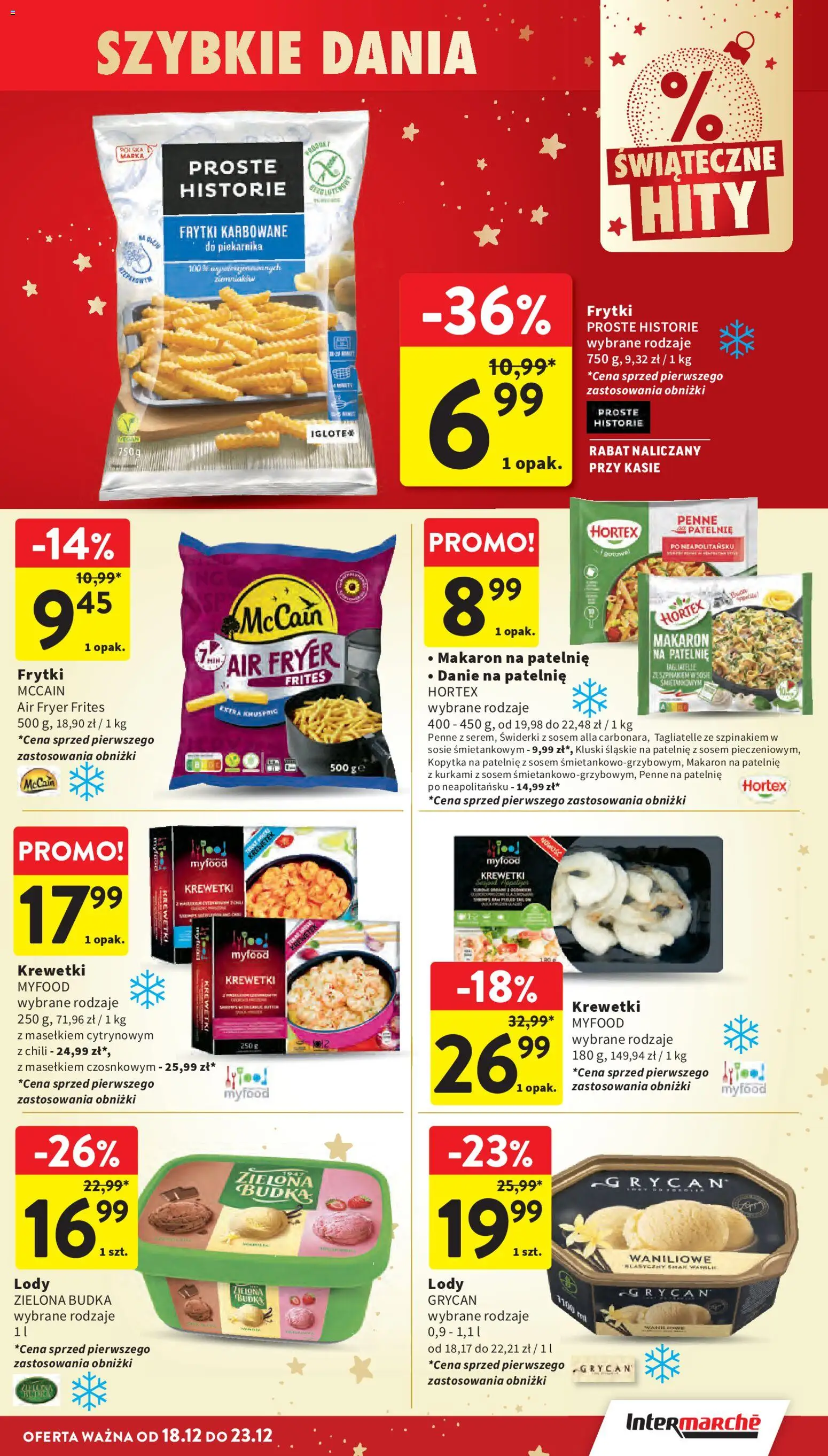 Intermarche Gazetka od 18.12.2025 | Strona: 39 | Produkty: Penne, Tagliatelle, Frytki, Lody