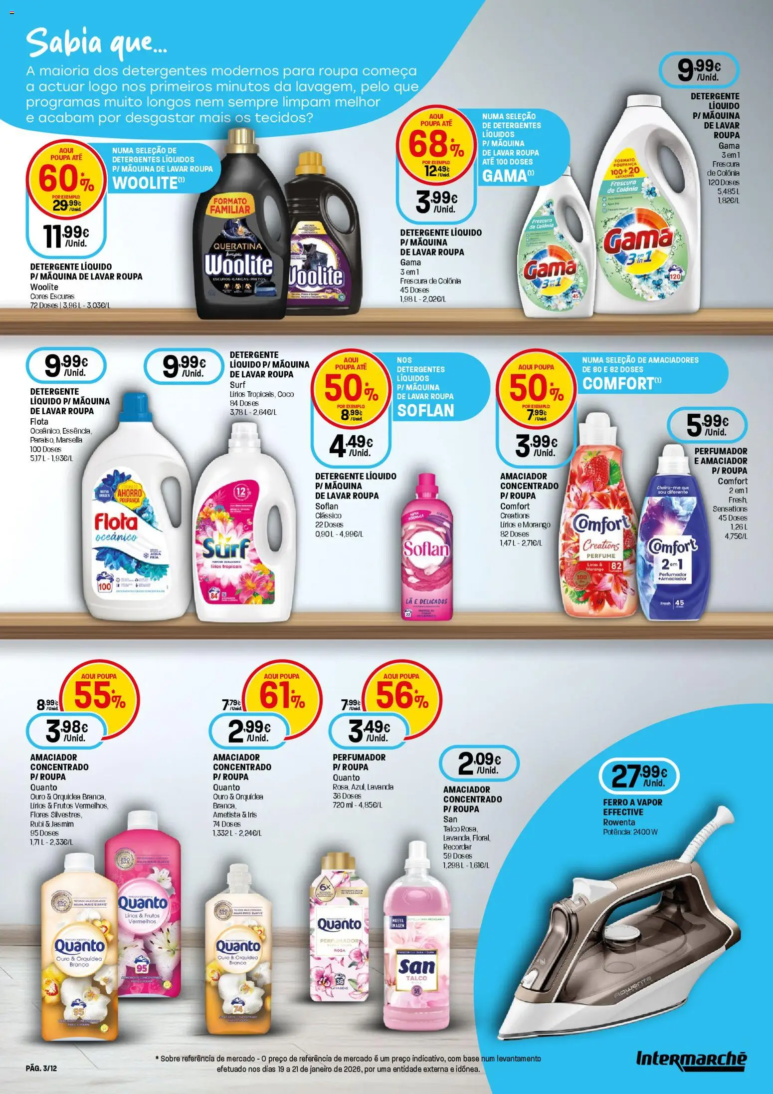 Intermarché Limpeza Super │ válido de 05.03.2026 | Página: 3 | Produtos: Ferro a vapor, Máquina de lavar, Ferro, Detergente